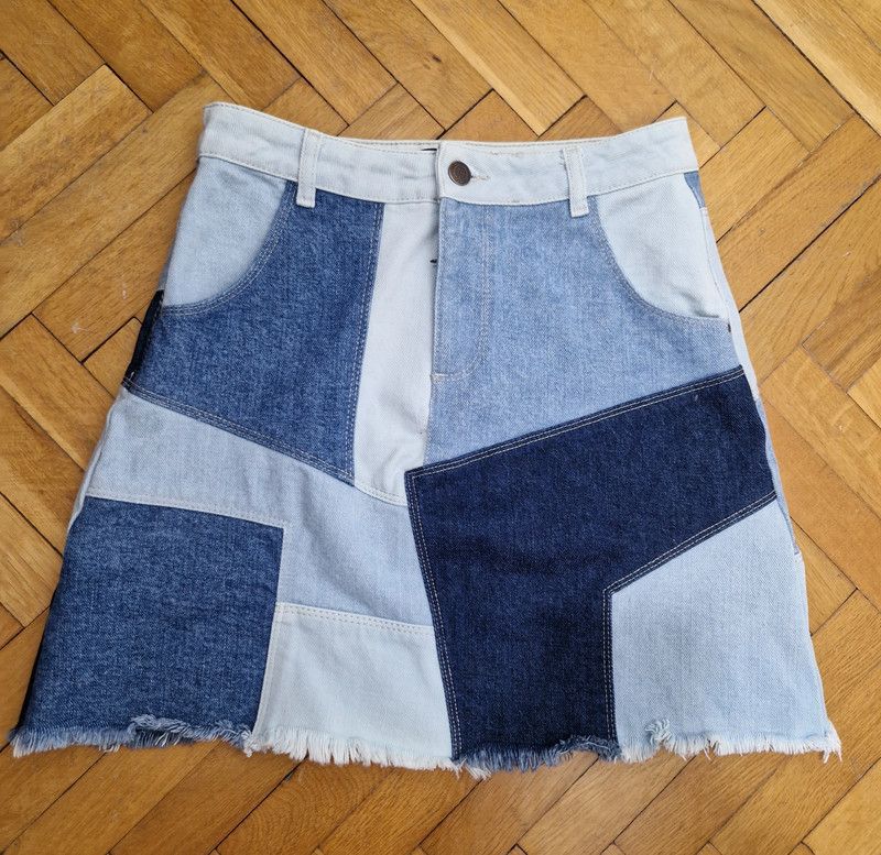 Japanese Brand × Vintage Vintage denim patchwork y2k mini skirt miss sixty Size 26" / US 2 / IT 38 - 1 Thumbnail