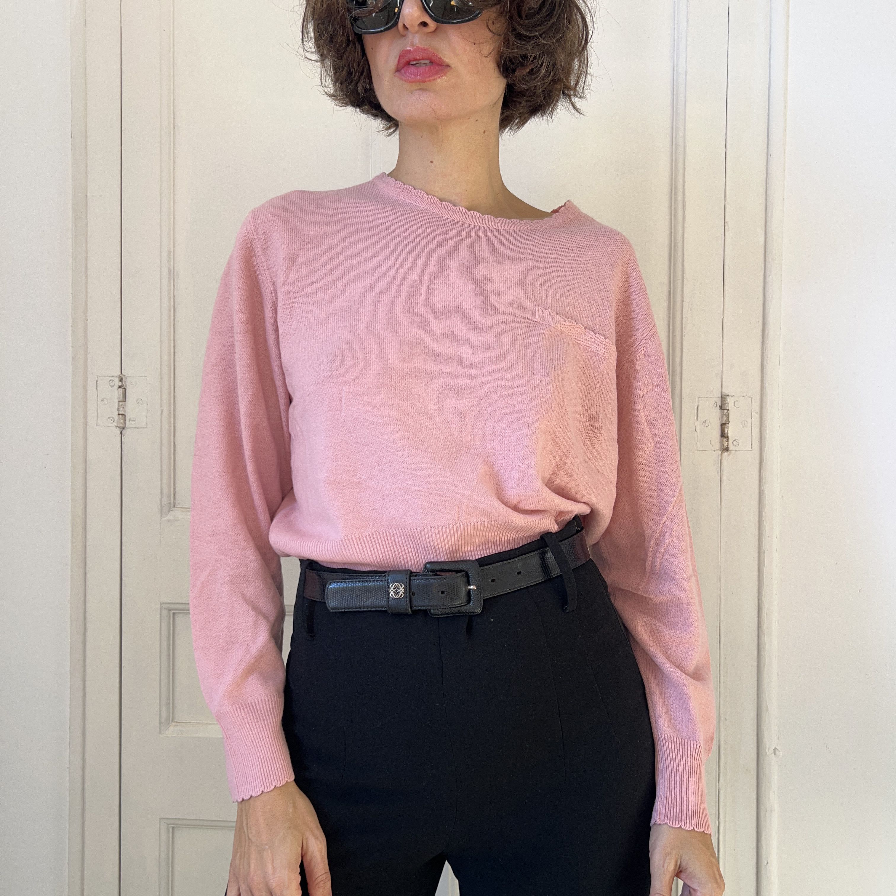 Vintage Vintage 90s Pink Cropped Coquette Sweater Size XL / US 12-14 / IT 48-50 - 2 Thumbnail