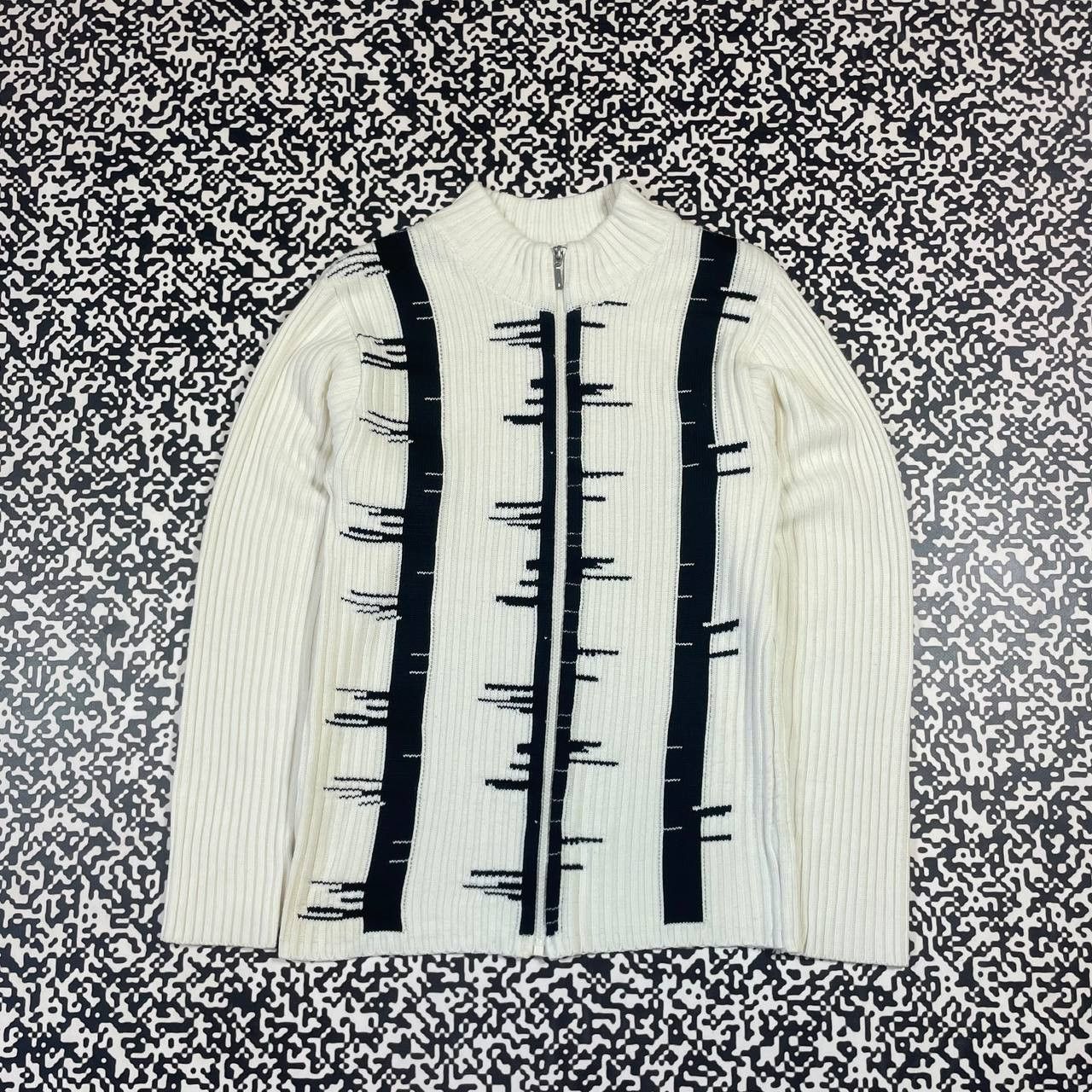 Japanese Brand Vintage Y2k Japanese Style Stripe Retro Anstract Zip Sweater Size US L / EU 52-54 / 3 - 1 Thumbnail