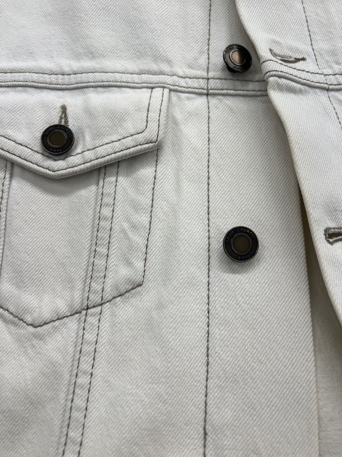 Saint Laurent Paris Saint Laurent Paris Beige Denim Jacket Size M / US 6-8 / IT 42-44 - 6 Thumbnail