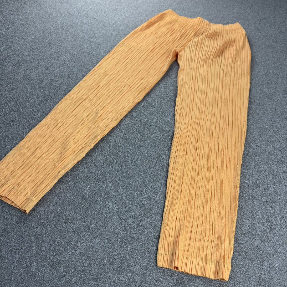 Pleats Please Issey Miyake Pleats Please - Issey Miyake - Orange Pleated Trouser Size 23" - 3 Thumbnail