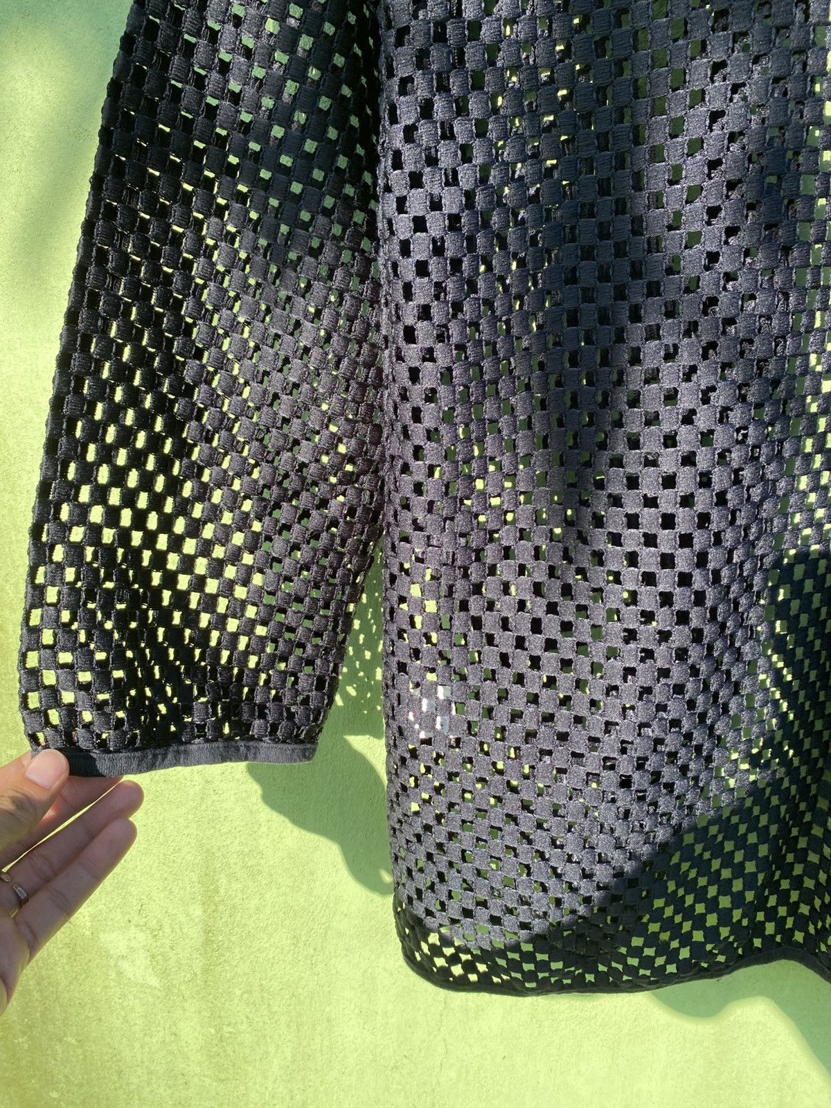 Japanese Brand Pour Quoi Sheer Black Mesh Cardigan Open Weave Layering Top Size US L / EU 52-54 / 3 - 12 Thumbnail