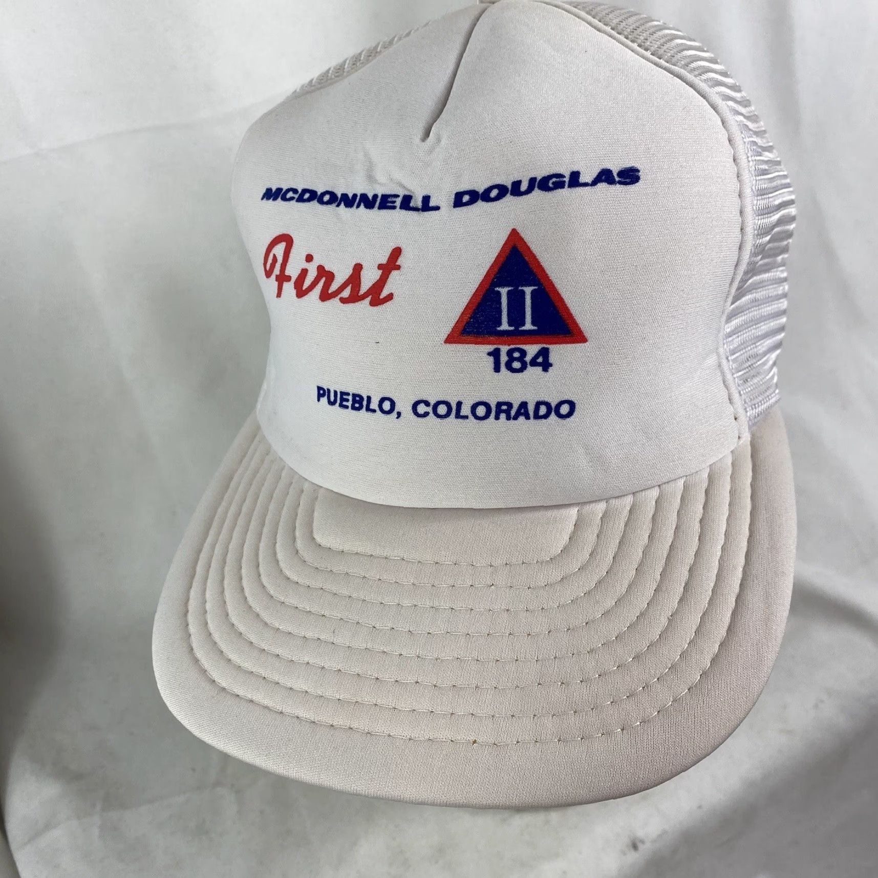 Delta VINTAGE Delta 200 NASA First Titan Missile Hat Cap White Strap Back Pueblo Cap, HaT, Corduroy, Blue, Zip, Strap Back, Mens Size ONE SIZE - 2 Thumbnail