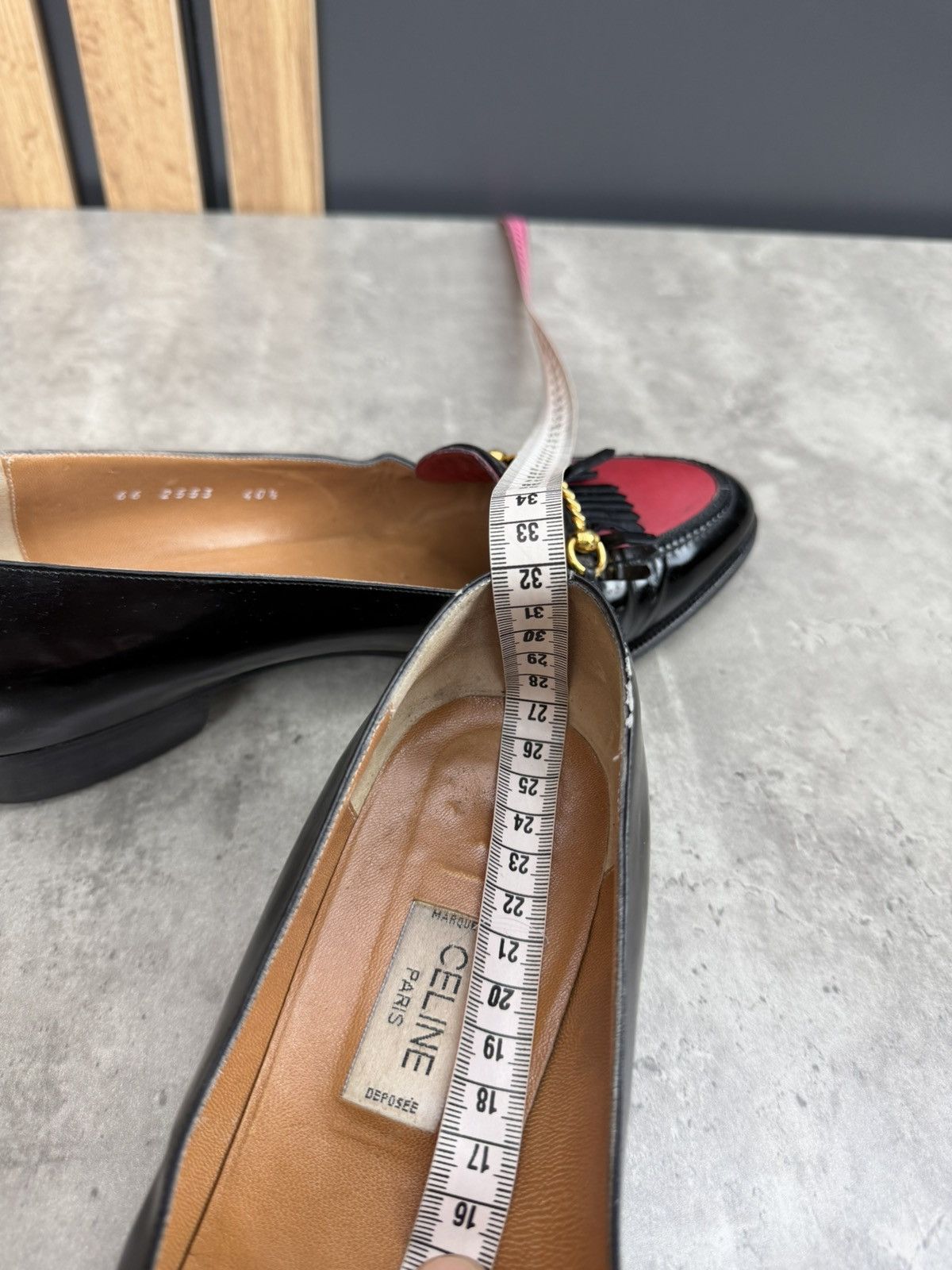 Celine Vintage Celine Leather Loafers Black Red Size 40 1/2 Size US 10.5 / IT 40.5 - 23 Thumbnail