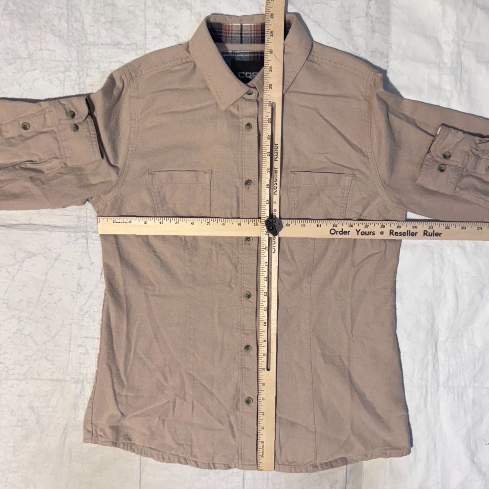 Vintage CQR Beige Tan Flannel - M Womens Long Sleeve Button Up Shirt Size M / US 6-8 / IT 42-44 - 5 Thumbnail