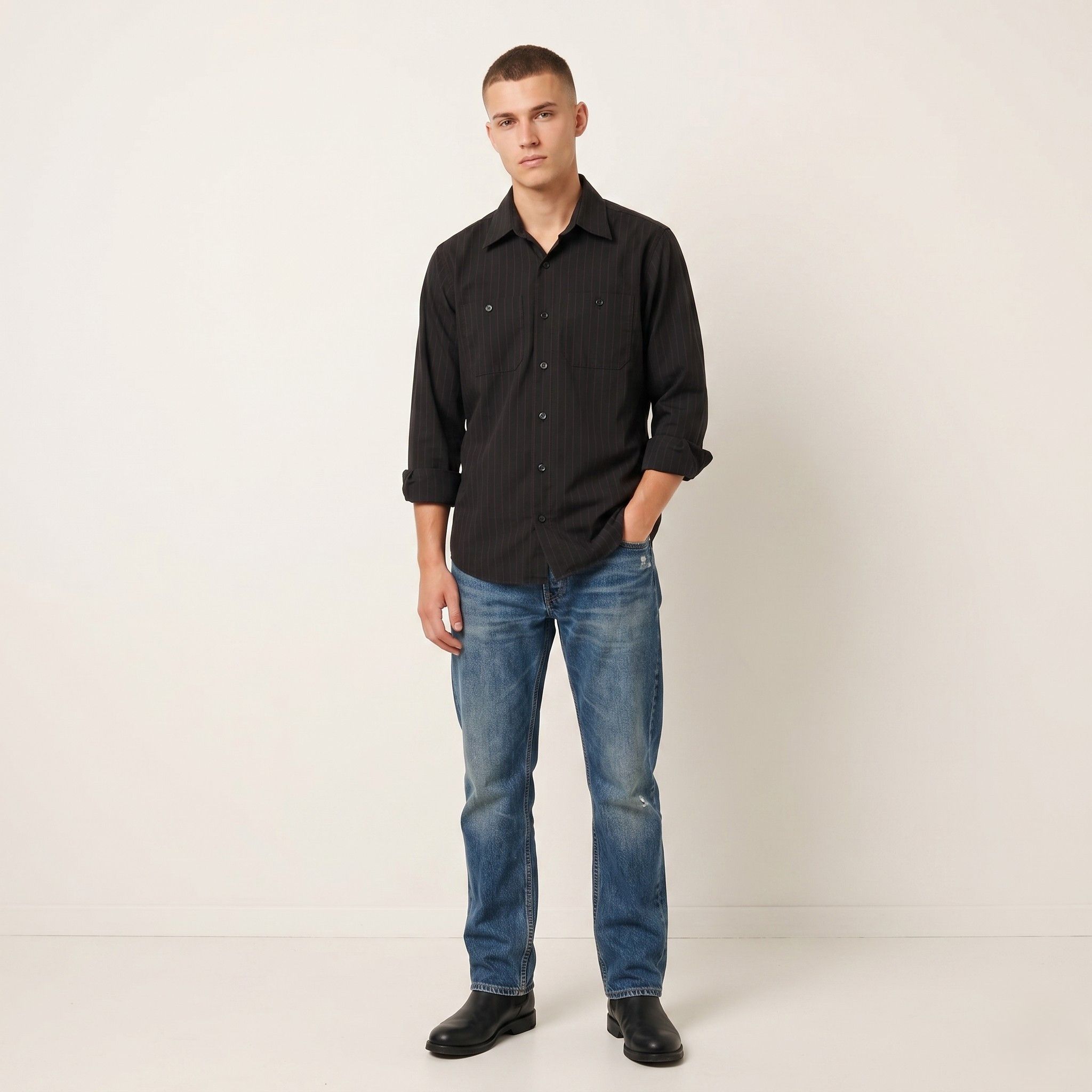 Carhartt Carhartt Men S Casual Shirt Black Striped 8531 Size US S / EU 44-46 / 1 - 1 Thumbnail