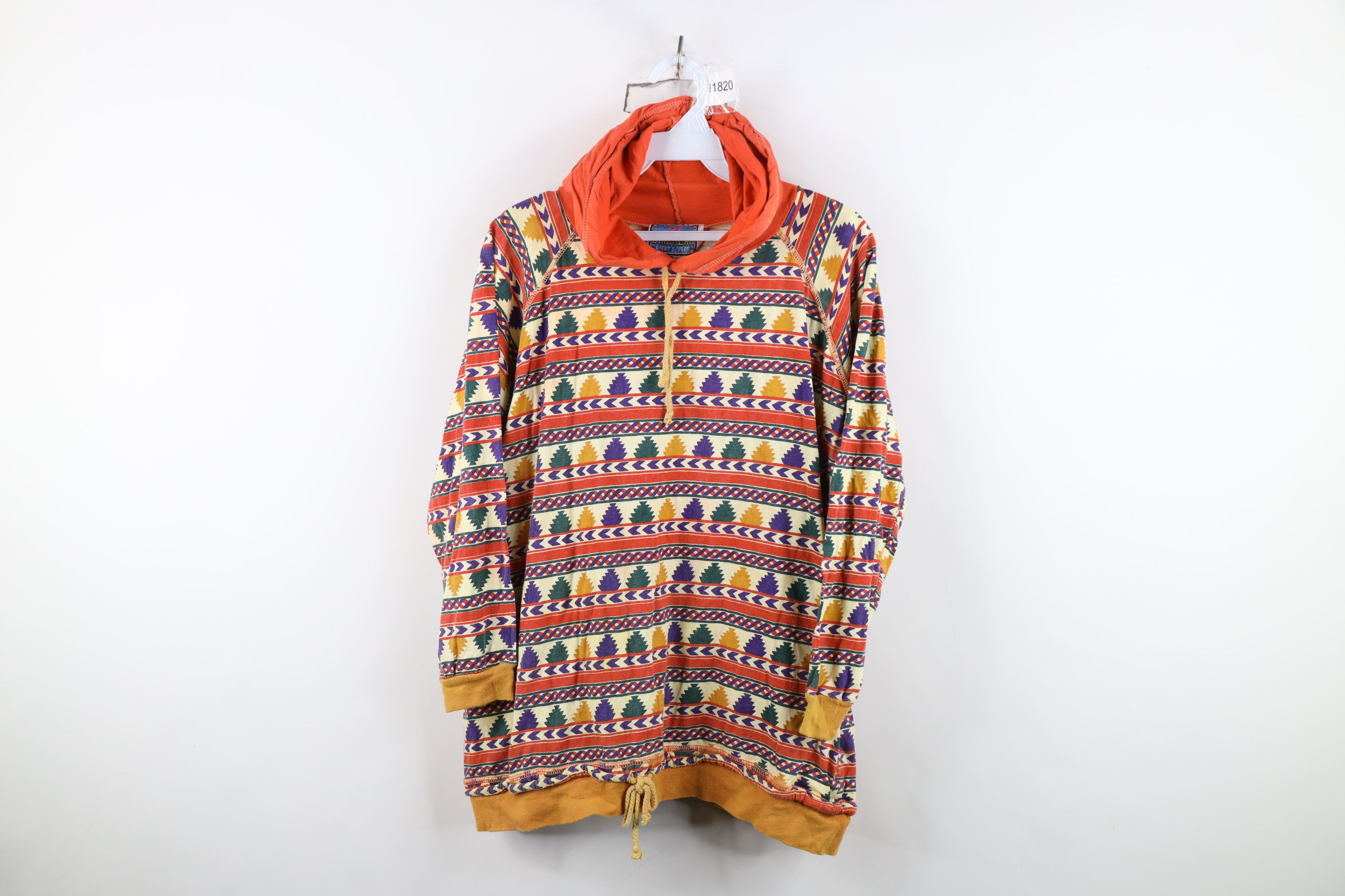 Vintage Vintage 90s Streetwear Boxy Fit Hooded Hoodie T-Shirt Size L / US 10 / IT 46 - 1 Thumbnail