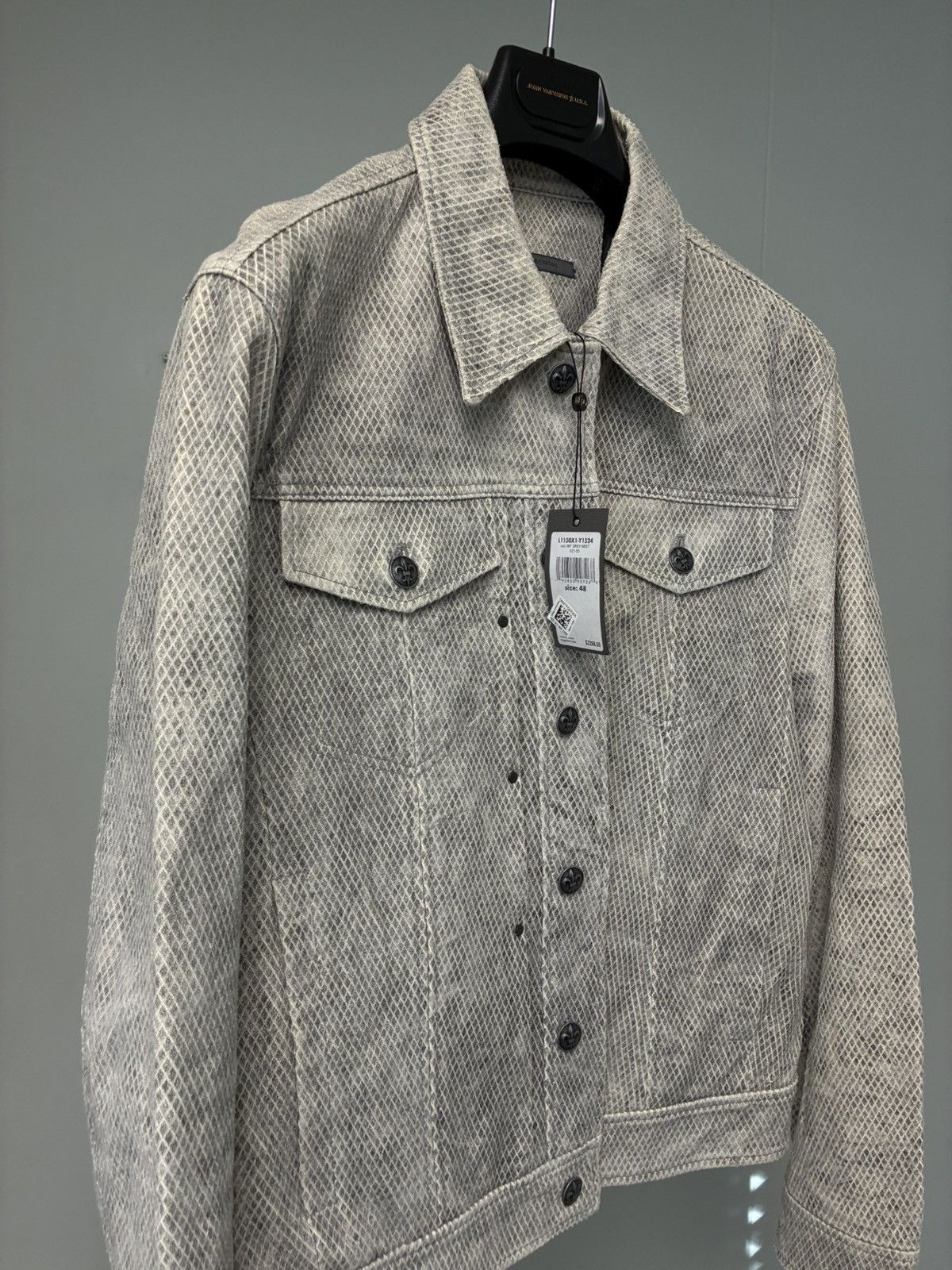 John Varvatos Snake Embossed Leather Trucker jacket EU 48 USA 38 Size US M / EU 48-50 / 2 - 9 Thumbnail