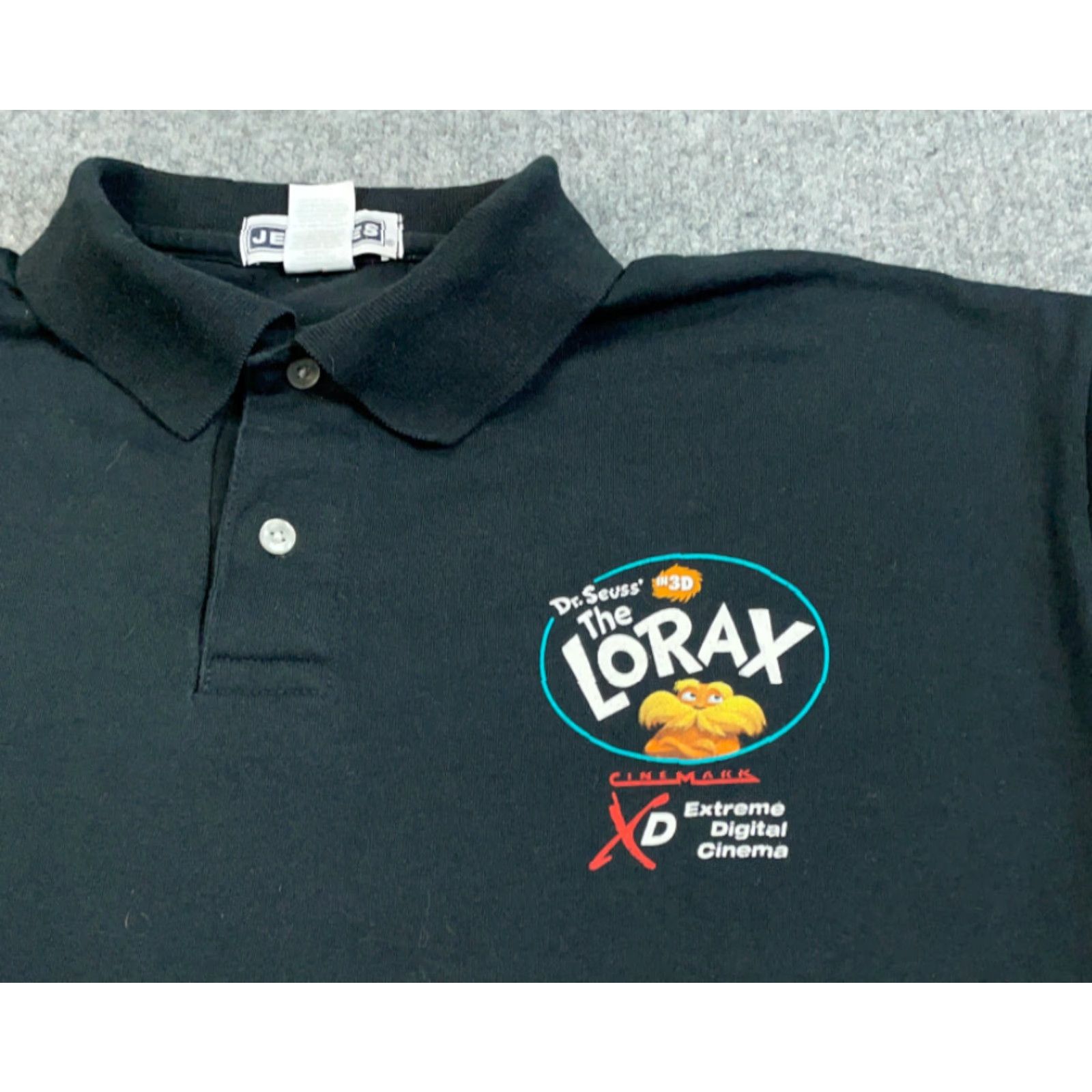 Jerzees Dr. Seuss Lorax Movie 3D Print Polo Shirt Black Adult XL Double-Sided Mens Size US XL / EU 56 / 4 - 7 Thumbnail