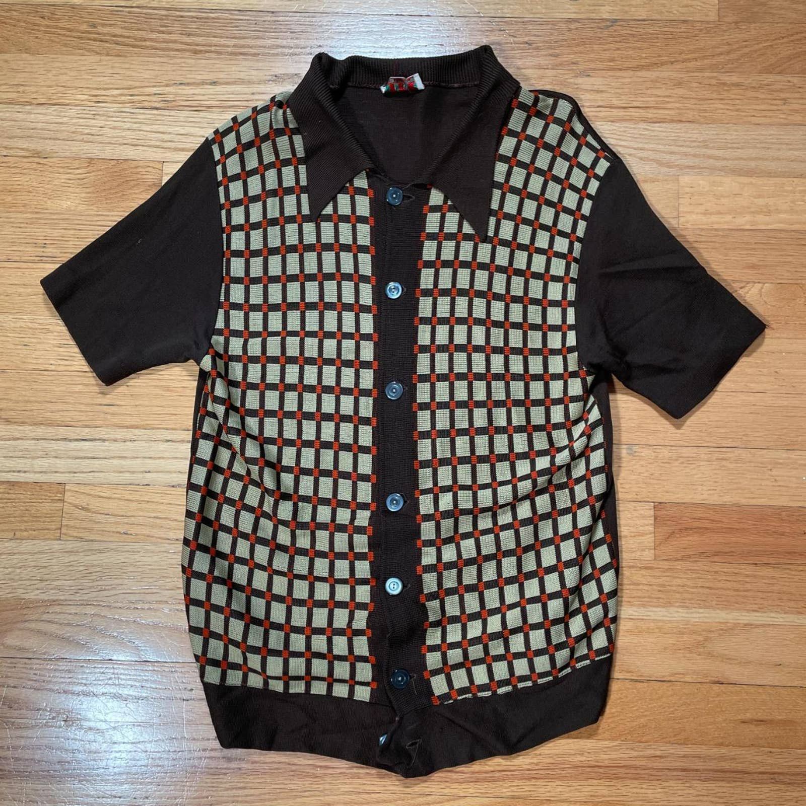 image of Vintage 60S De Lusso Italian Made Knit Polo Cardigan, Men's (Size Medium)