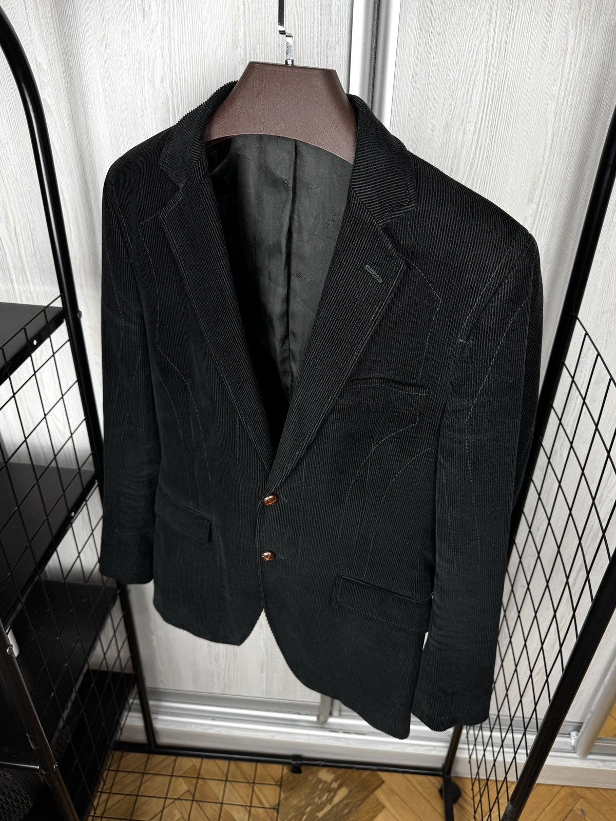 Dolce & Gabbana Dolce & Gabbana black corduroy leather buttons blazer sz 48 Size 38R - 7 Thumbnail