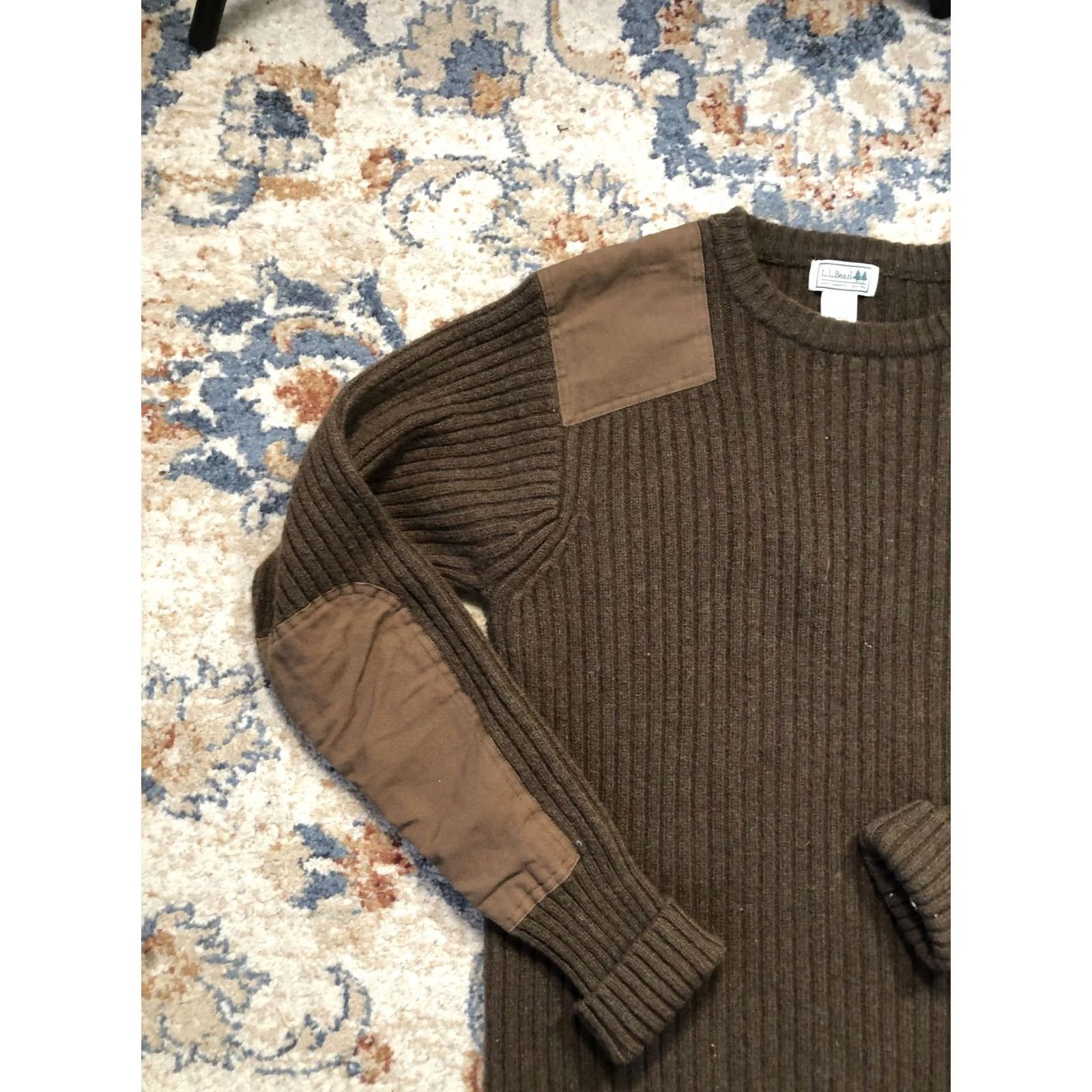 Vintage VINTAGE LL Bean Sweater Mens Large Brown Wool Crewneck Reinforced Shoulders Elbow Patch Size US L / EU 52-54 / 3 - 3 Thumbnail