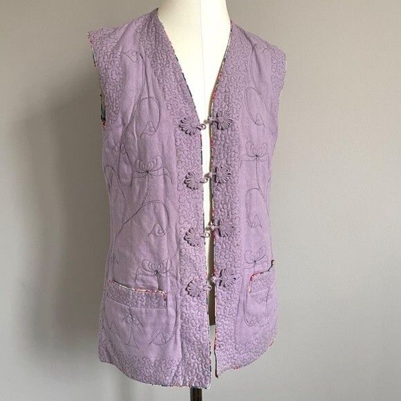 Vintage Vintage Chinese Floral Quilted Silk Vest - Reversible! Size S / US 4 / IT 40 - 11 Thumbnail