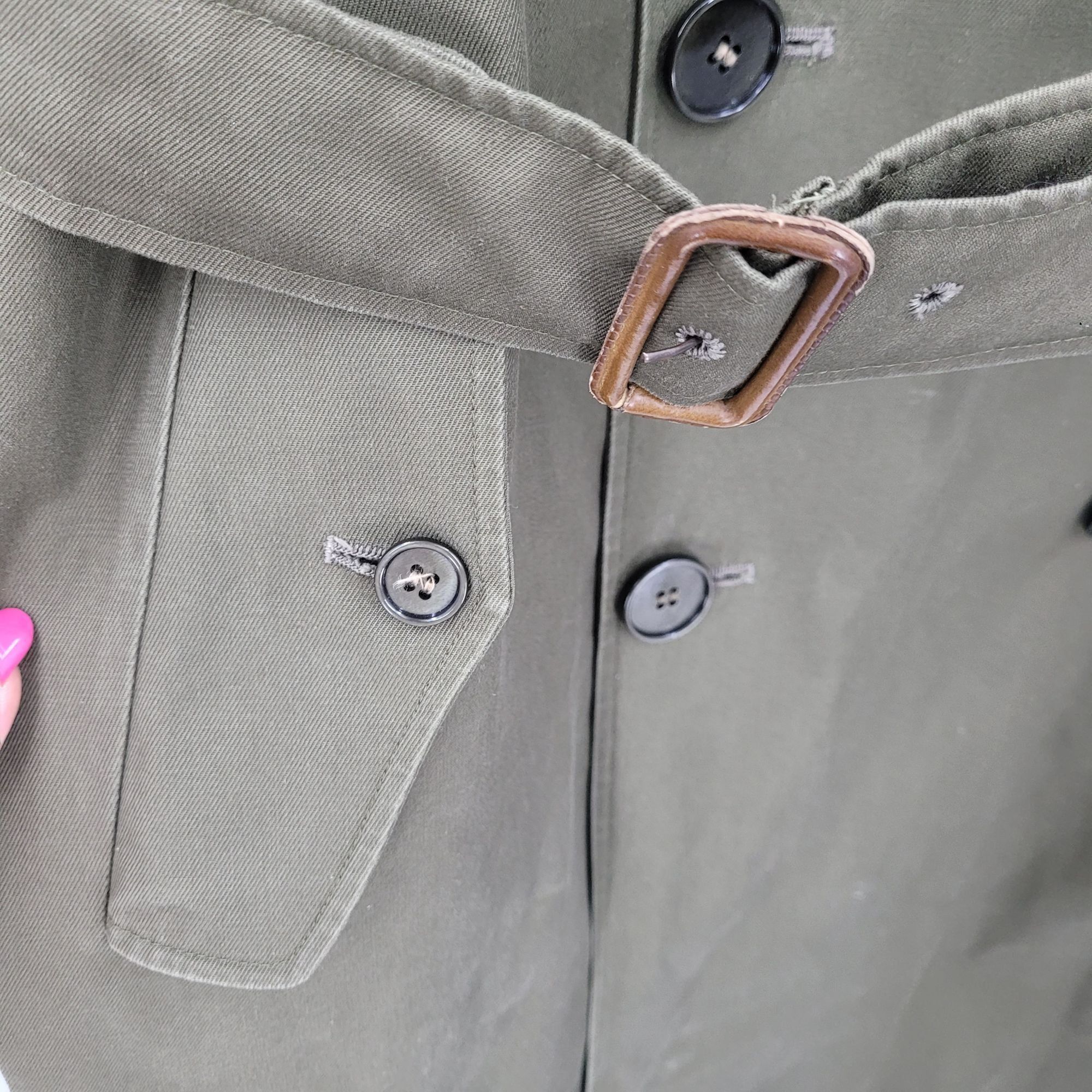 Vintage Vintage Army Green Military Trench Coat XL Belt Shoulder Tab Size US XL / EU 56 / 4 - 7 Thumbnail