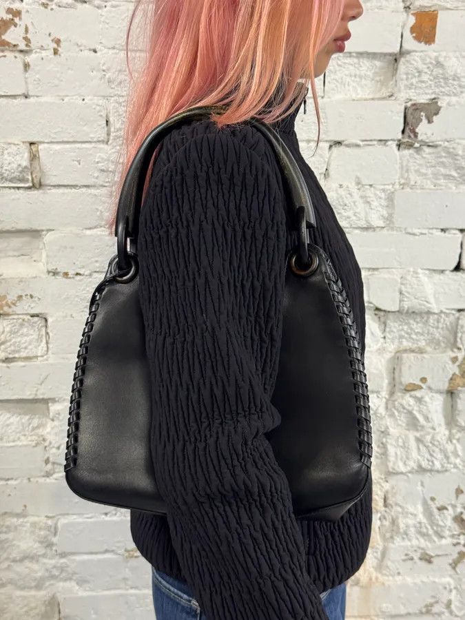 Gucci Gucci Whipstitched Bamboo Hobo Black Leather Hande Bag Size ONE SIZE - 3 Thumbnail