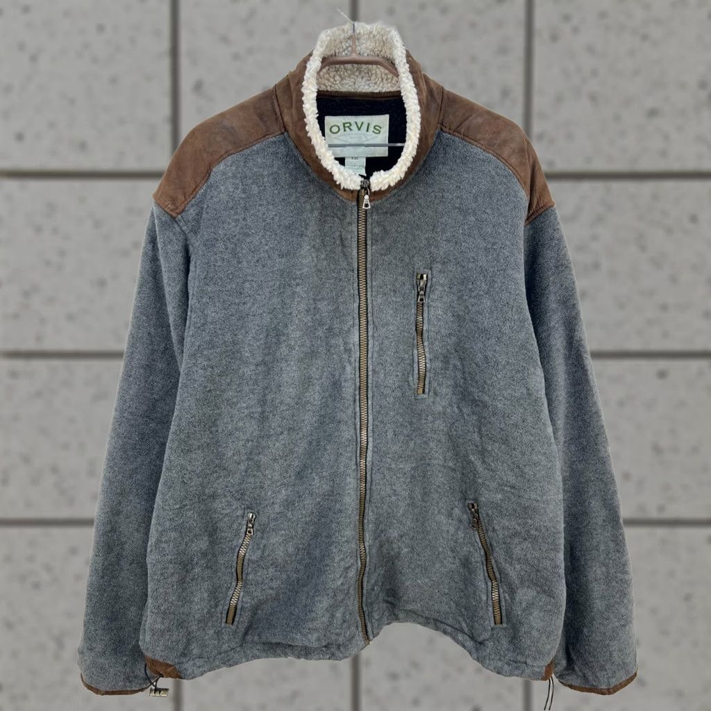 Orvis Orvis Jacket Mens 2XL Fleece Full Zip Gray Brown Outdoor Winter Fall Spring Casual Regular Fit Size US XXL / EU 58 / 5 - 1 Thumbnail