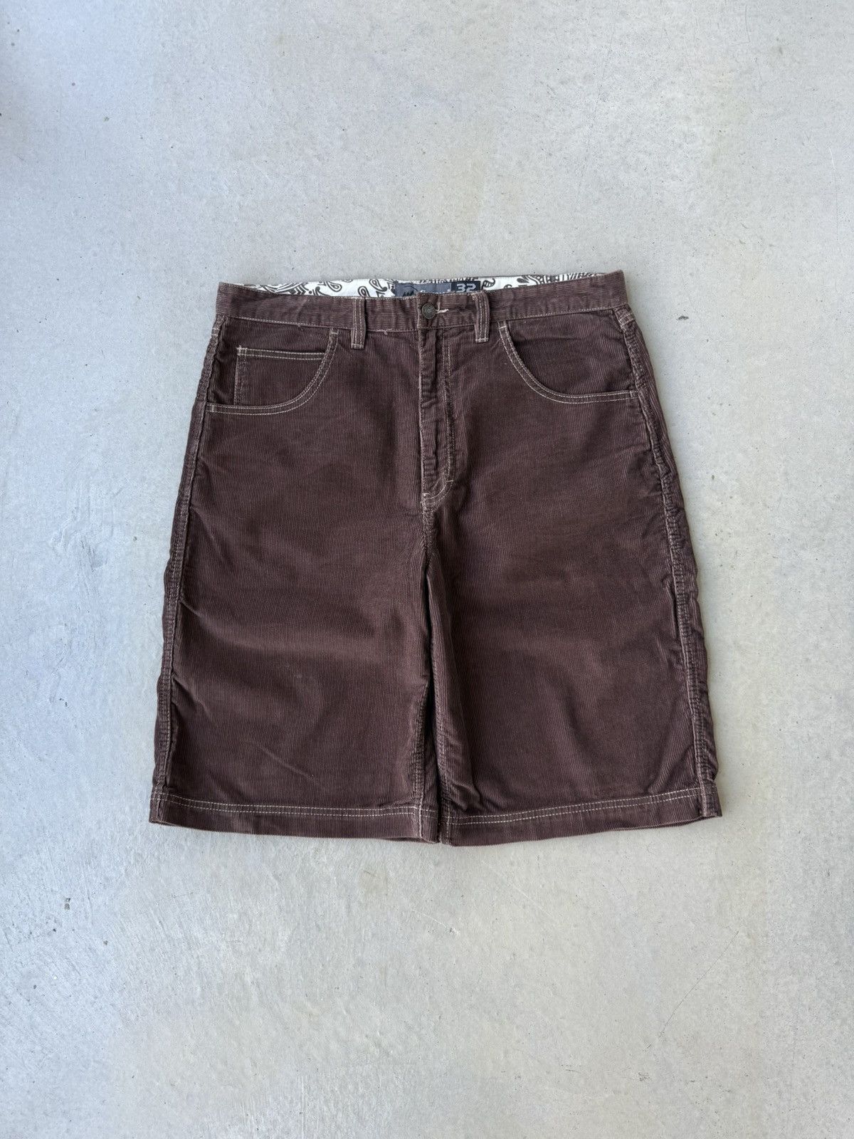 Southpole Vintage 00s Brown Corduroy Southpole Style Baggy Shorts Size US 34 / EU 50 - 2 Thumbnail