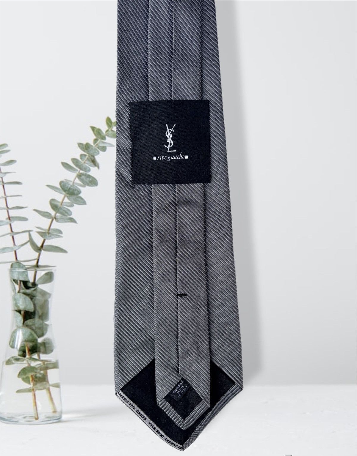 Yves Saint Laurent YSL Yves Saint Laurent Rive Gauch Tie Grey NECKTIE Stripes Size ONE SIZE - 2 Thumbnail