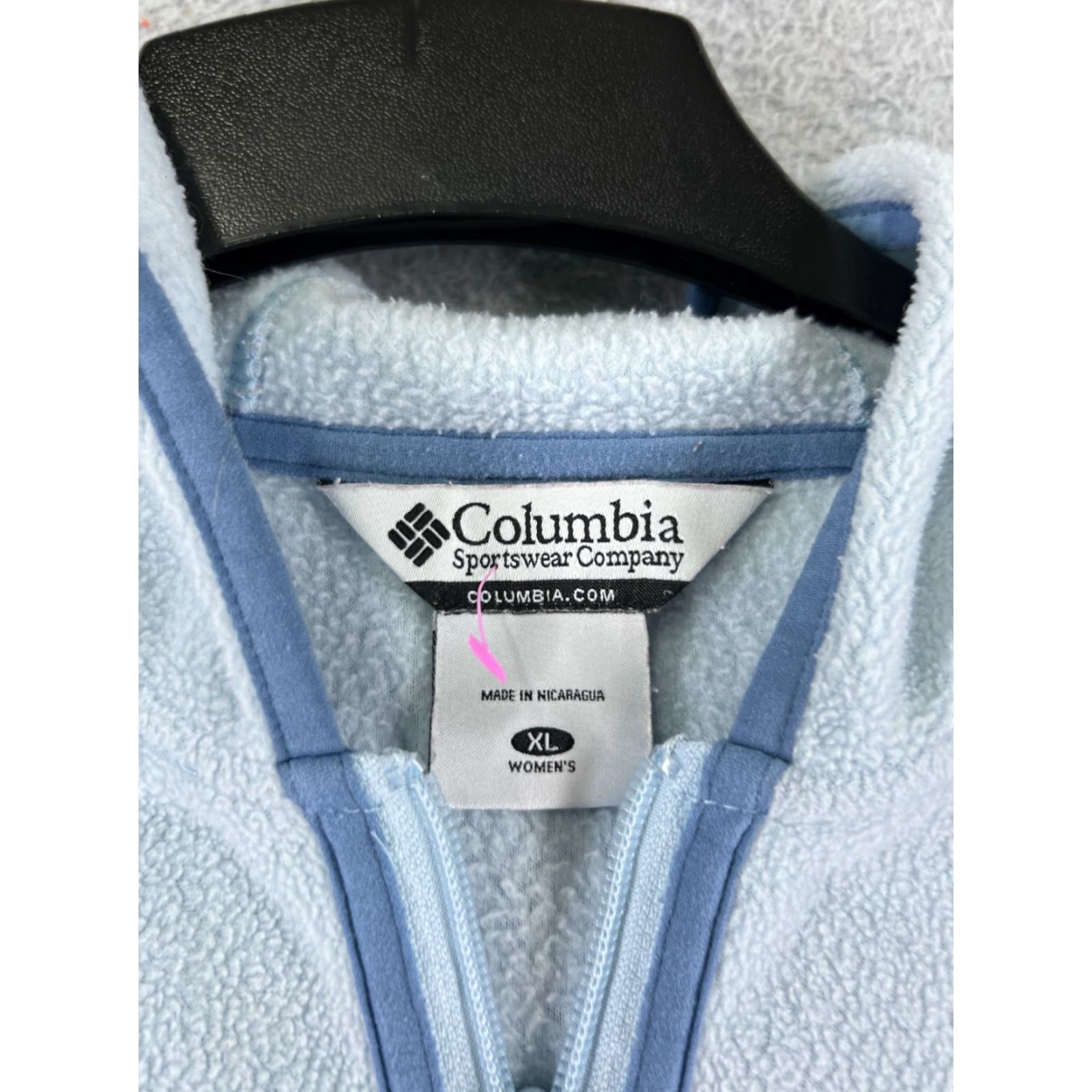 Vintage Columbia Blue Jacket Women Extra Large Hooded Pockets Hike Cozy Fleece Polyester Size XL / US 12-14 / IT 48-50 - 3 Thumbnail