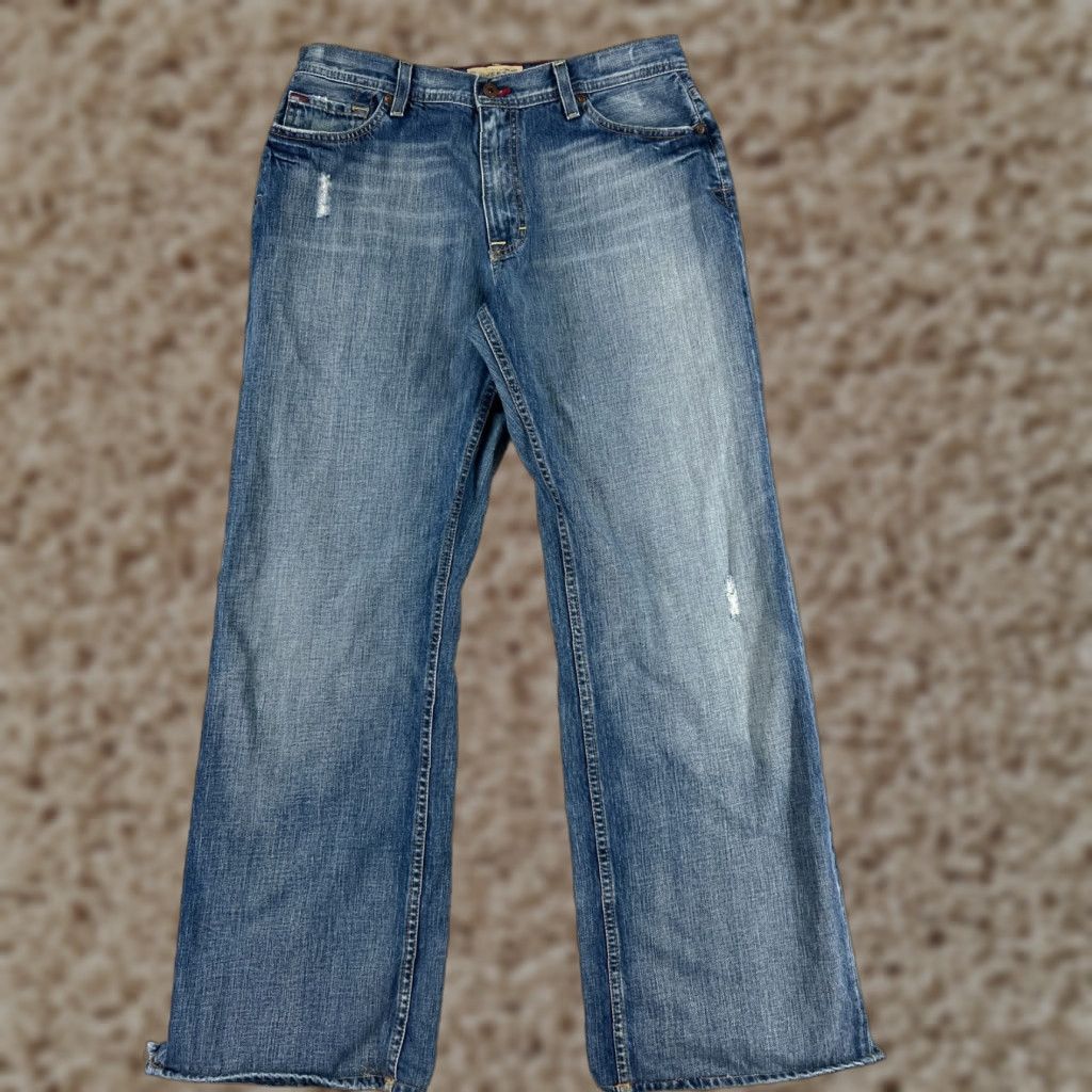 Buckle Jeans Men 34 Blue Denim 5-Pocket Relaxed Straight Distressed Cotton Blend Button Zipper 32x31