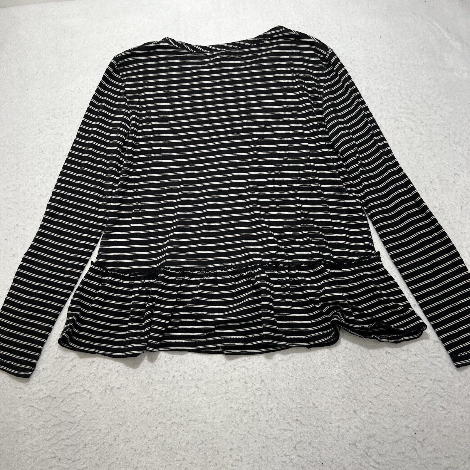 Nordstrom Caslon Women's Medium Babydoll Long Sleeve Black + White Top Size M / US 6-8 / IT 42-44 - 9 Thumbnail