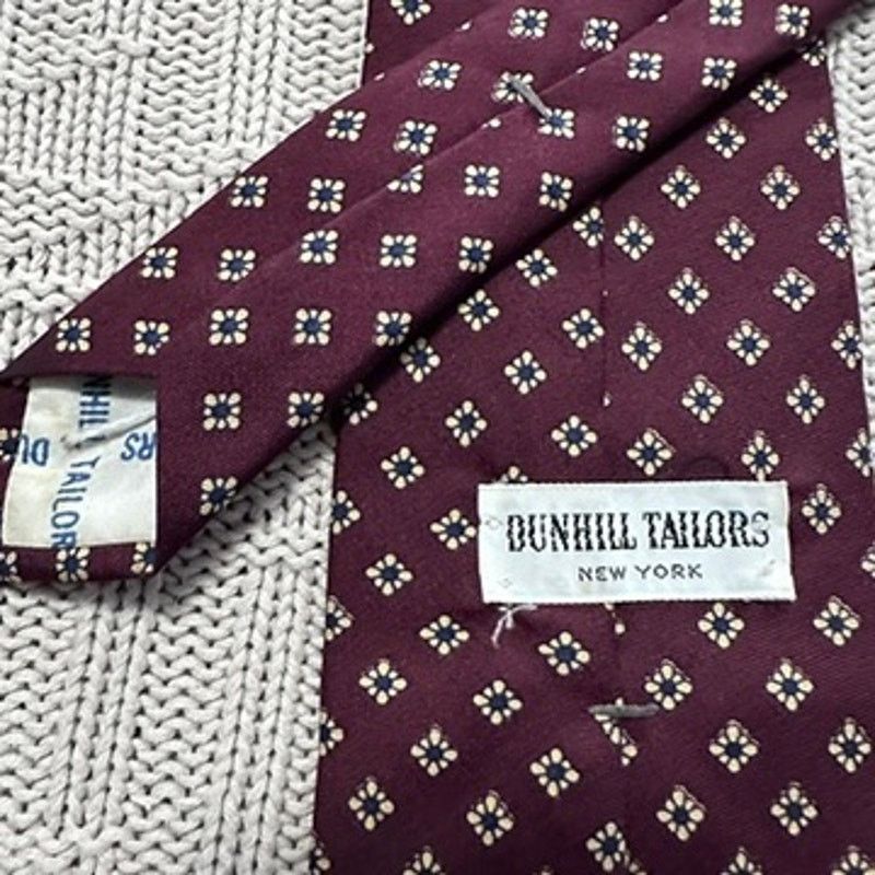 Vintage Vintage Dunhill maroon geometric print tie Size ONE SIZE - 4 Thumbnail
