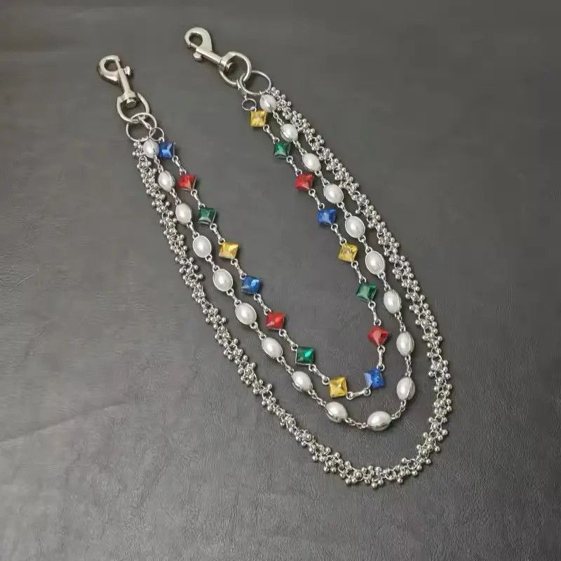Jewelry Rhinestone Three Layers Pearl Pants Chain Waist Chain Size ONE SIZE - 5 Thumbnail