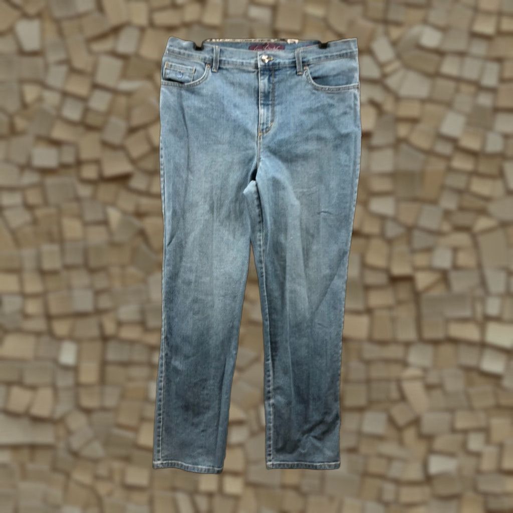 Gloria Vanderbilt Gloria Vanderbilt Amanda Jeans Size 12 Womens Mid Rise Dark Wash Blue Denim Jeans Regular Rise 30in 5-Pocket Design Belt Loops Zipper Button Size 34" / US 12 / IT 48 - 1 Thumbnail