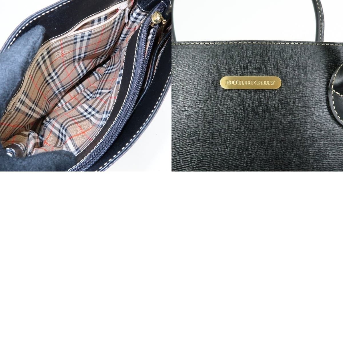 Burberry Burberry Nova Plaid Leather Top Handle Bag Black Size ONE SIZE - 8 Thumbnail