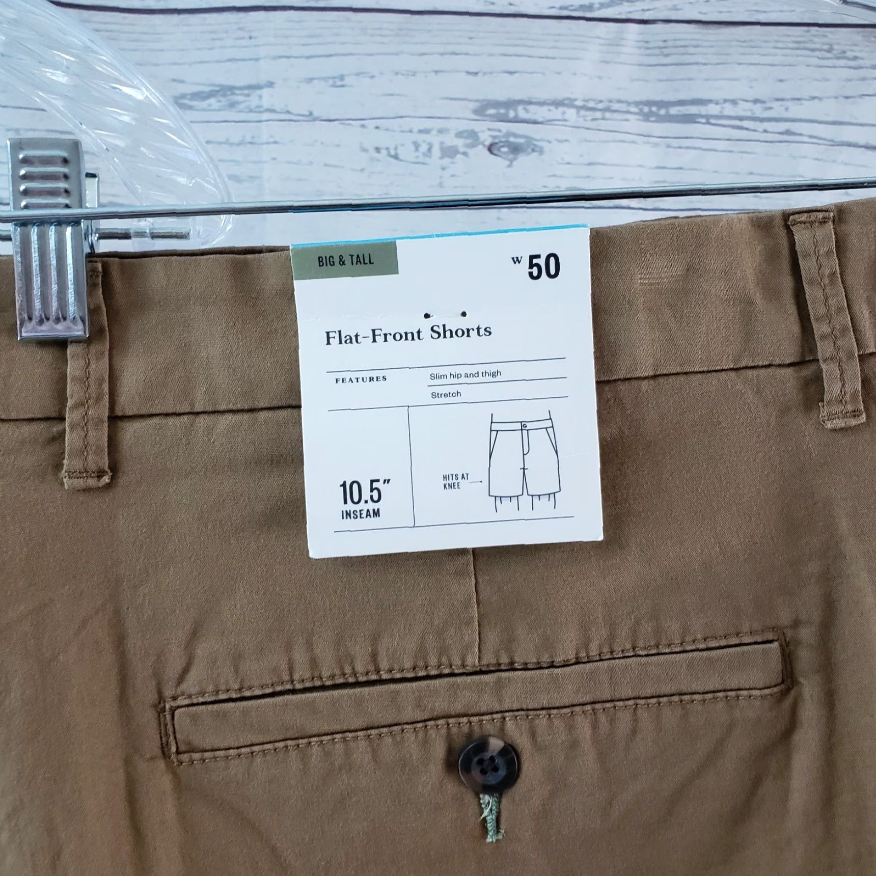 Vintage Goodfellow Mens Linden Shorts Sz 50 Brown Flat Front Cotton Blend Chino Casual Waist 24.5 Inseam 10 Rise 14 Mens Size US 34 / EU 50 - 3 Thumbnail