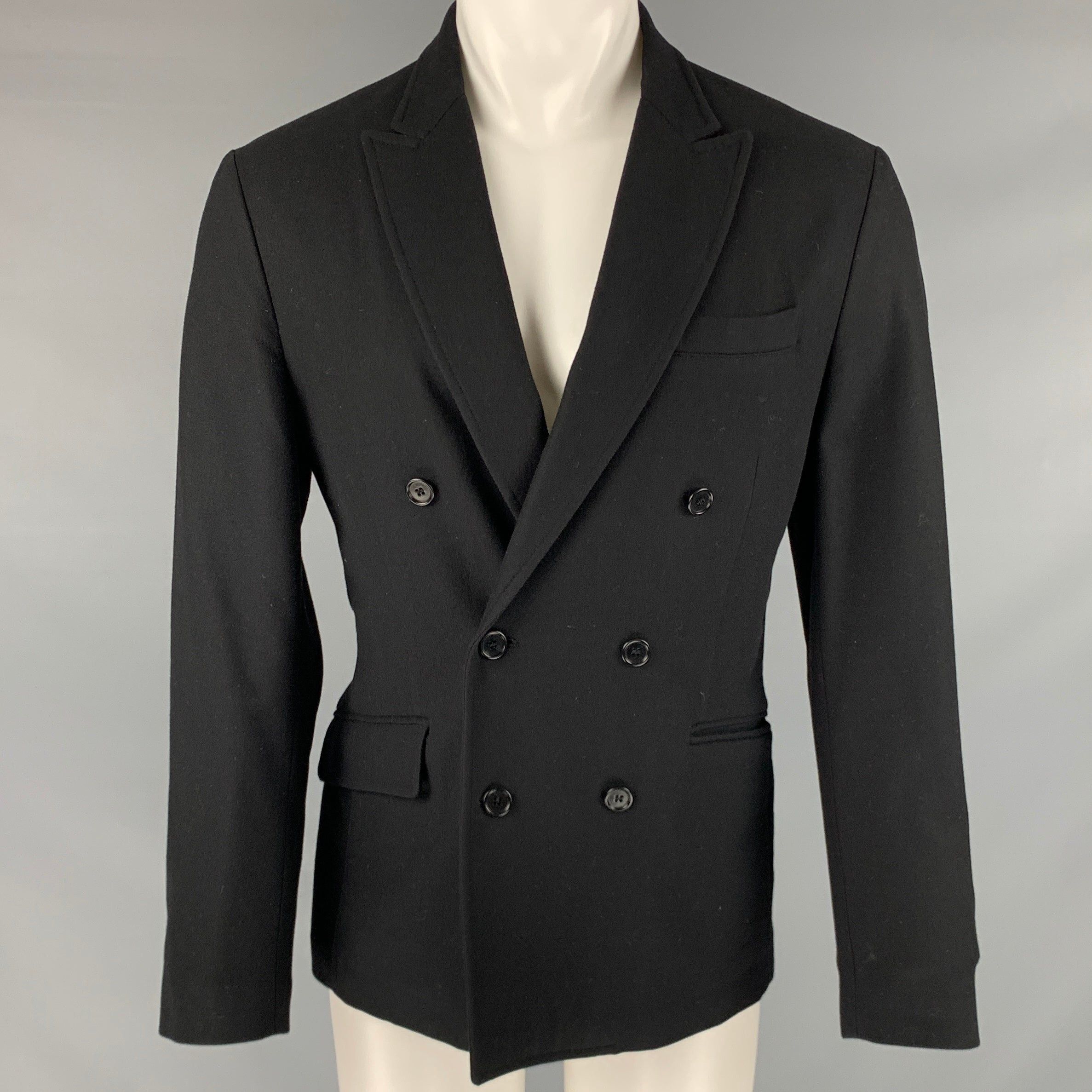 image of John Varvatos Black Virgin Wool Blend Jacket, Men's (Size Medium)