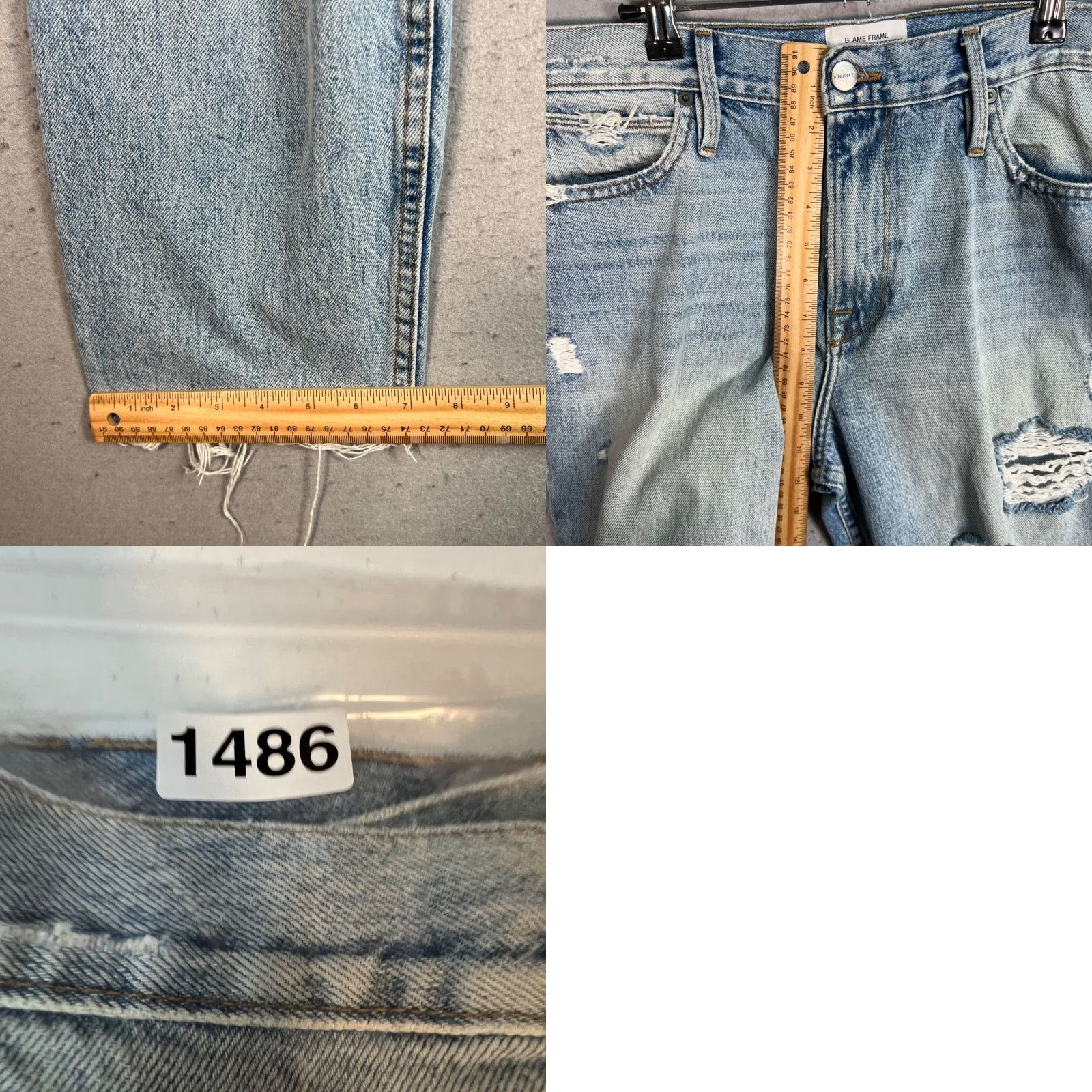 Frame FRAME Jeans Distressed 5-Pocket Design Straight Adult Womens 29 29x? Inseam 26 Blue Cotton Denim Button Vintage No Size 29" - 8 Thumbnail