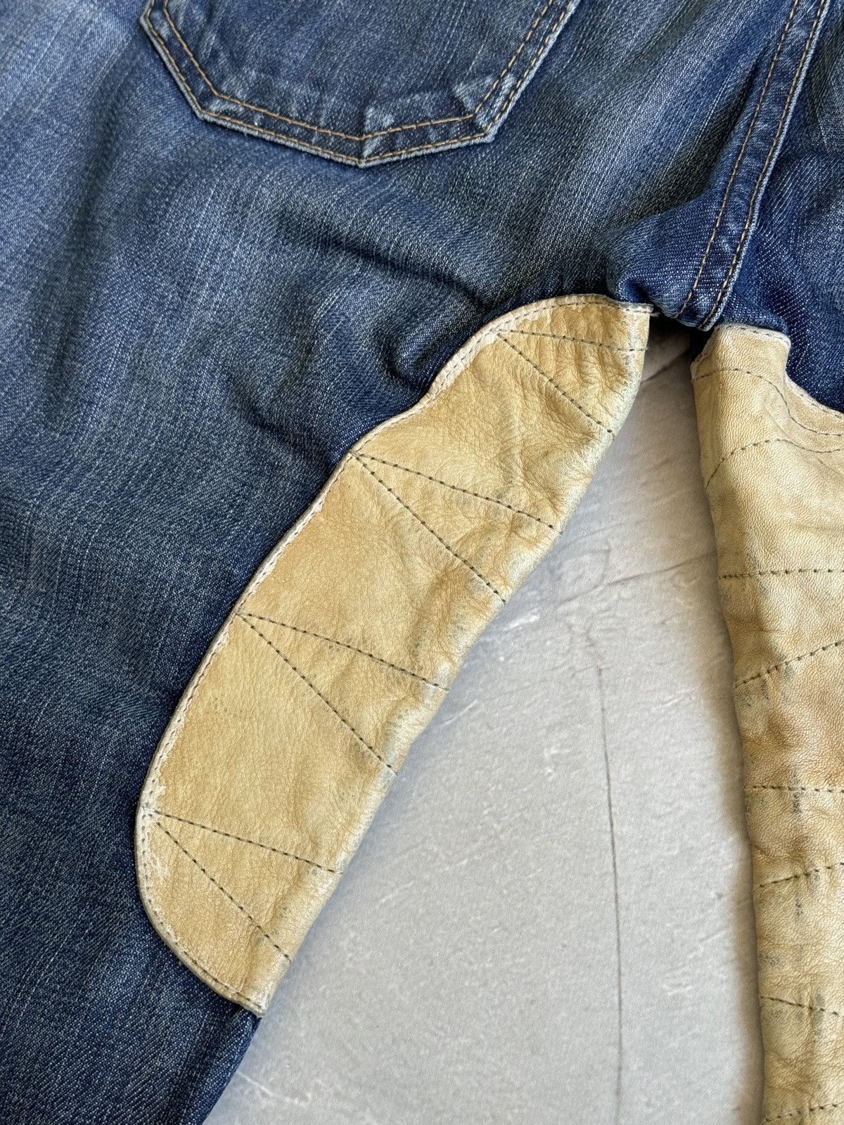Replay VTG Y2k Replay Denim Leather Baggy Jeans Distressed if6was9 Size US 29 - 23 Thumbnail