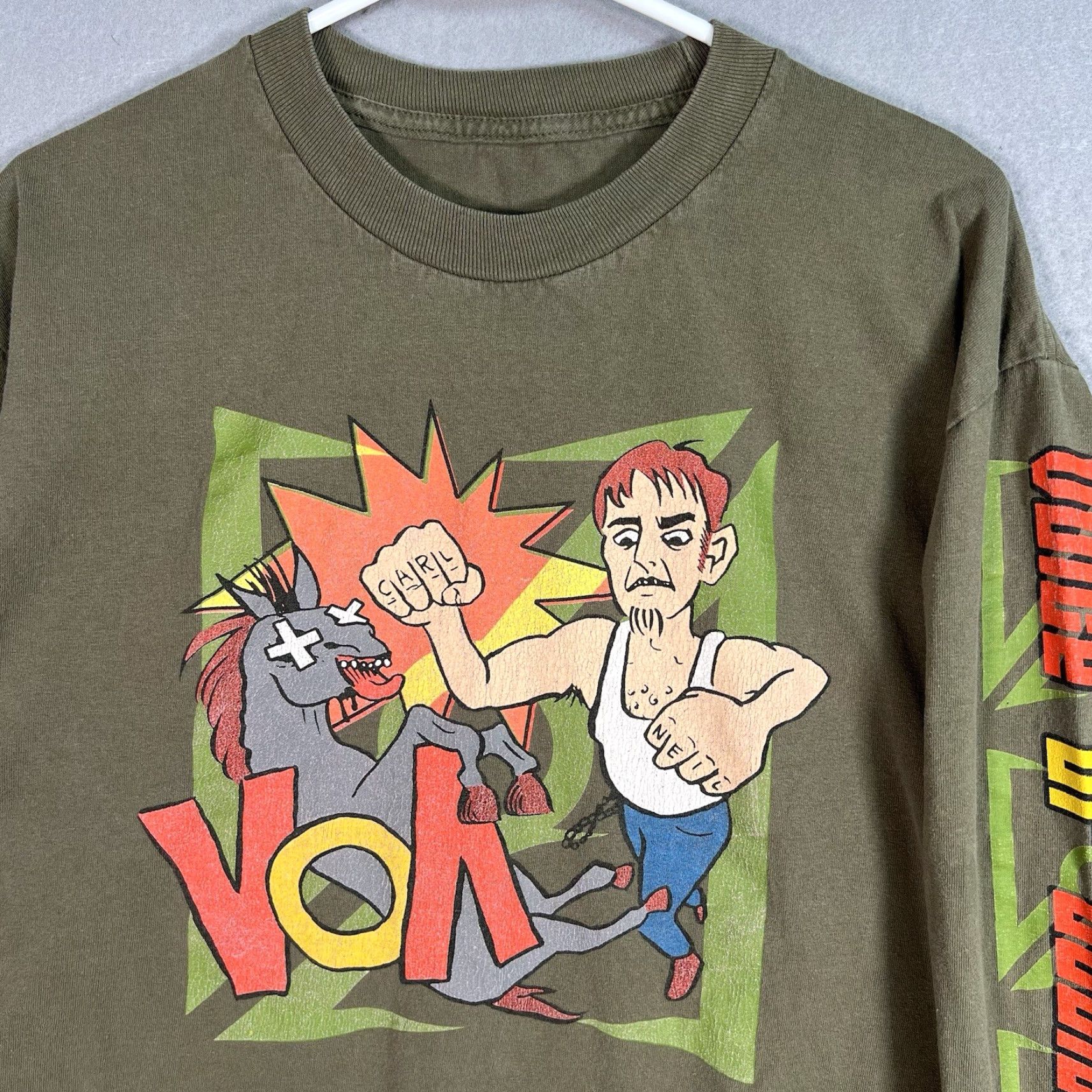 Vintage VINTAGE Voice Of Addiction Donkey Punch Carl Neil T Shirt Adult Large Green Mens Size US L / EU 52-54 / 3 - 6 Thumbnail