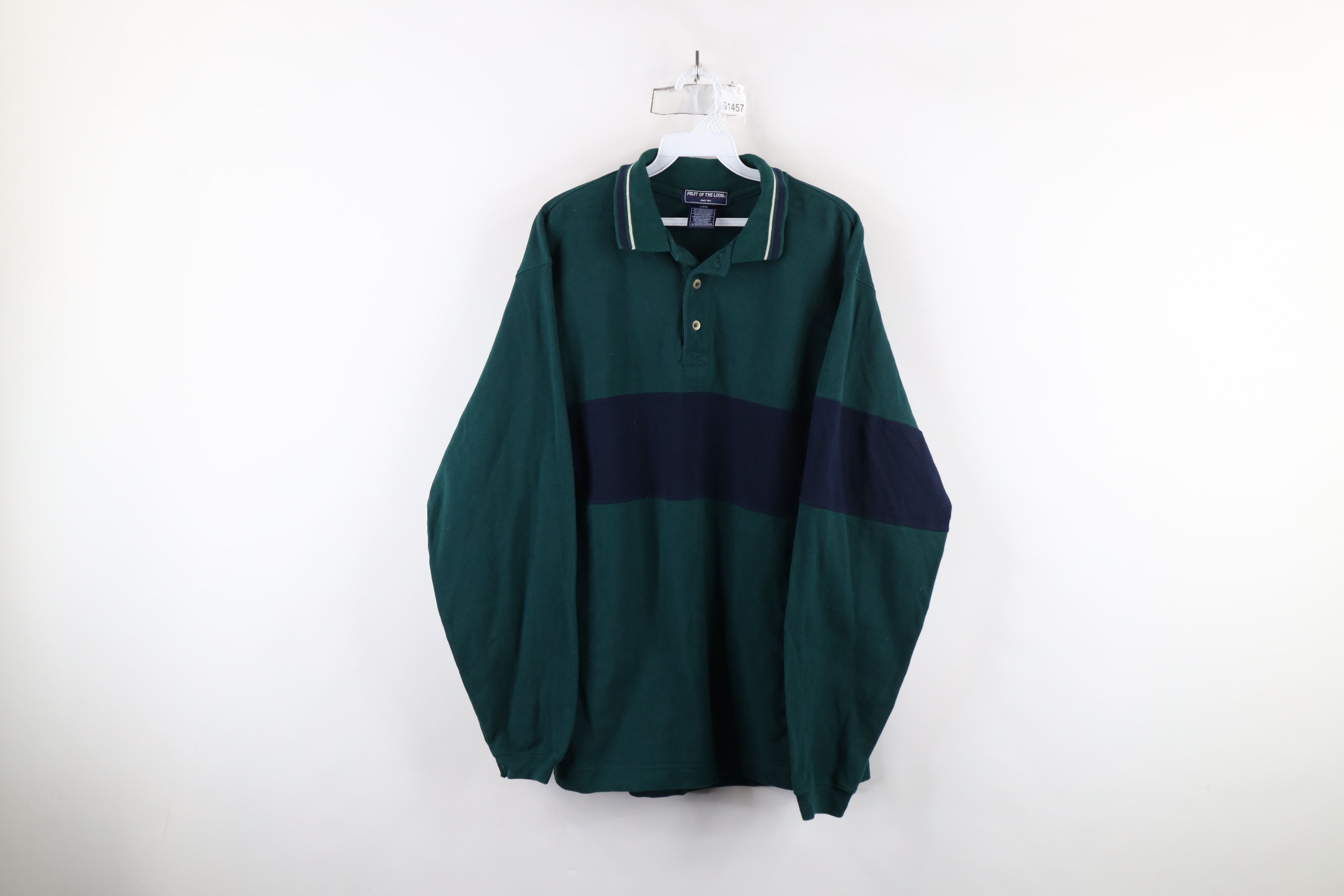 Vintage Vintage 90s Streetwear Heavyweight Long Sleeve Polo Shirt Size US L / EU 52-54 / 3 - 1 Thumbnail