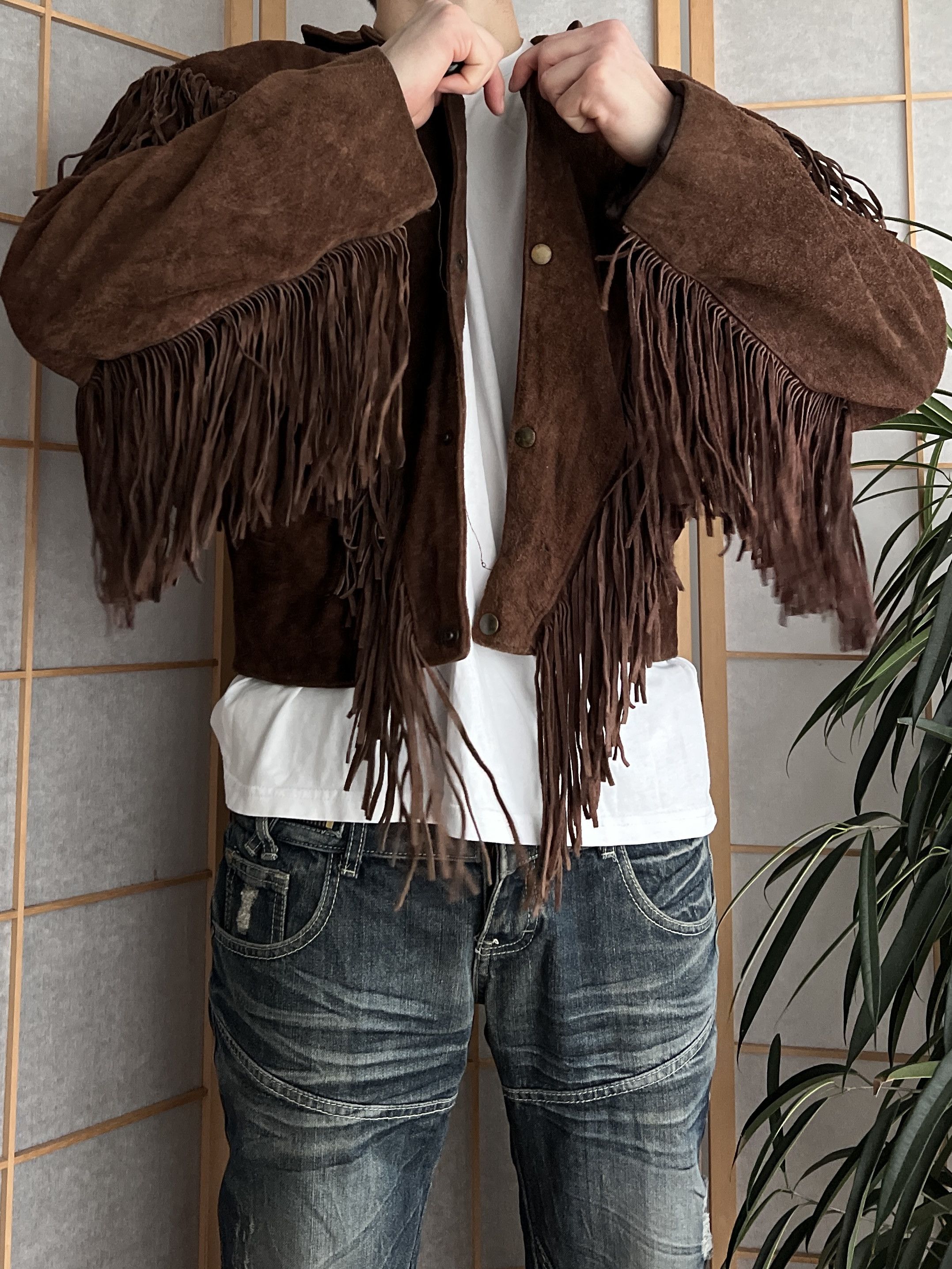 If Six Was Nine Crazy! Cowboy core vintage 90s cropped leather jacket bomber Size US L / EU 52-54 / 3 - 9 Thumbnail