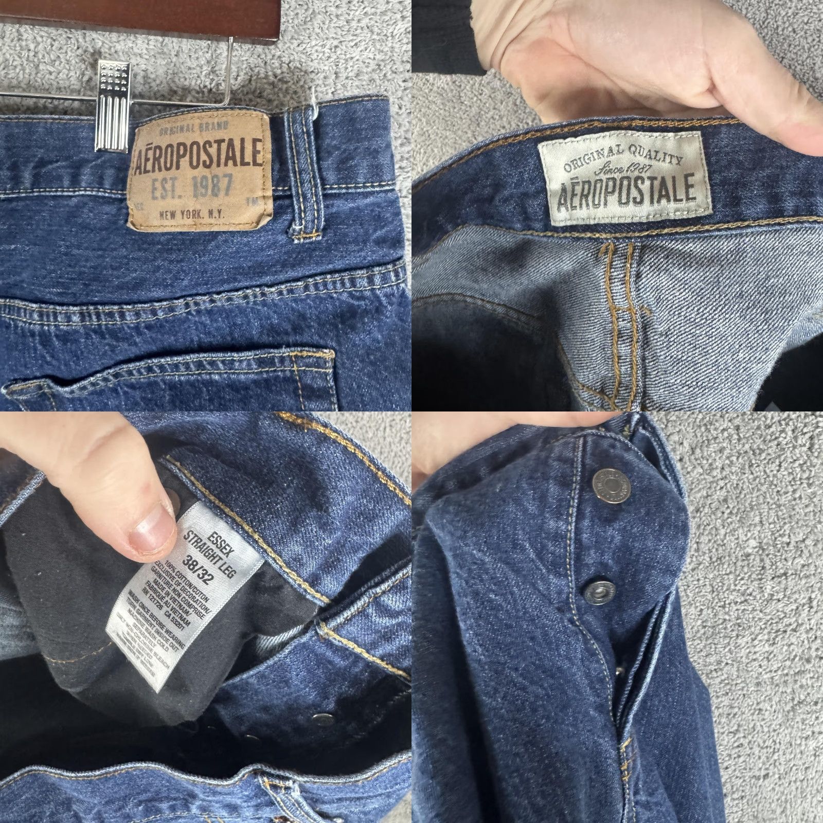 Aeropostale Aeropostale Jeans Mens Essex Straight Leg Blue Medium Wash 38x32 Denim Cotton Zip Pockets Vintage No Size US 38 / EU 54 - 10 Thumbnail