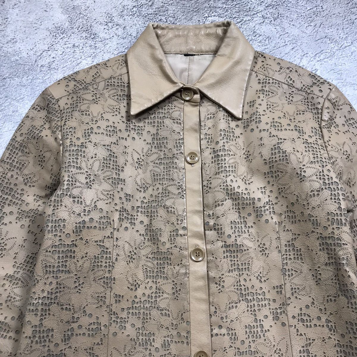 Genuine Leather Vintage 90s Quilted Chore Jacket Tan Workwear Baggy Washed M Size M / US 6-8 / IT 42-44 - 2 Thumbnail