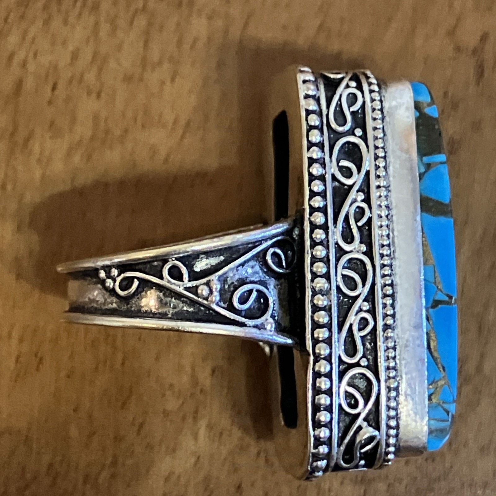 Handmade Blue Copper Turquoise Ring 925 Sterling Silver Southwestern Size ONE SIZE - 12 Thumbnail