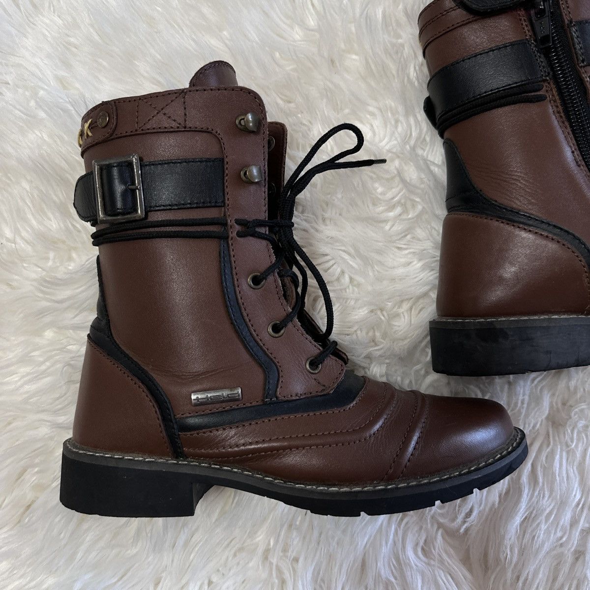 Other Held Ladies Boots Motorcycle Classic Vintage Brown Leather Size US 6 / IT 36 - 2 Thumbnail