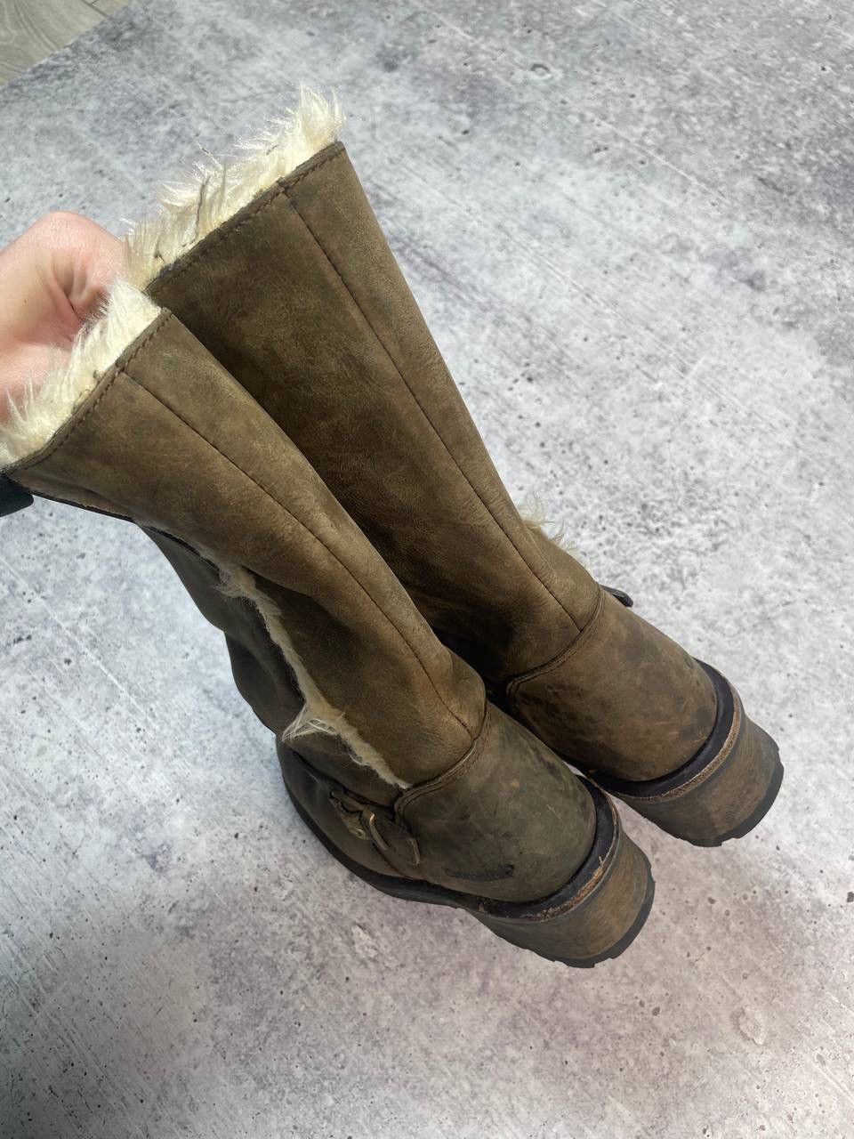 A.S.98 Vintage Caterpillar Faux Fur AS98 Style High Belt Boots Y2K Size US 8 / IT 38 - 4 Thumbnail
