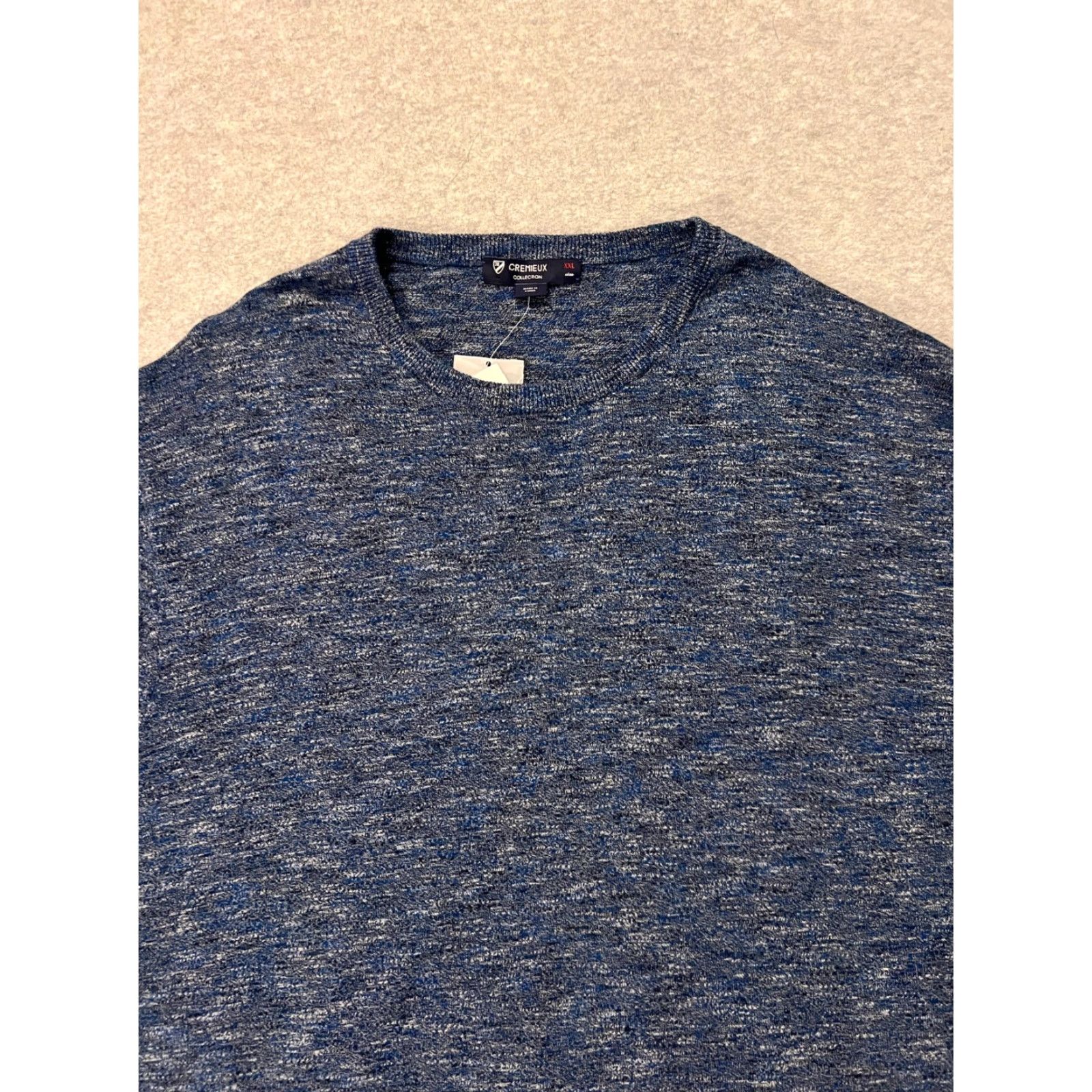 Cremieux Cremieux Men’s XXL Blue Marl Elbow Patch Cotton Knit Pullover Sweater NWT Size US XXL / EU 58 / 5 - 2 Thumbnail