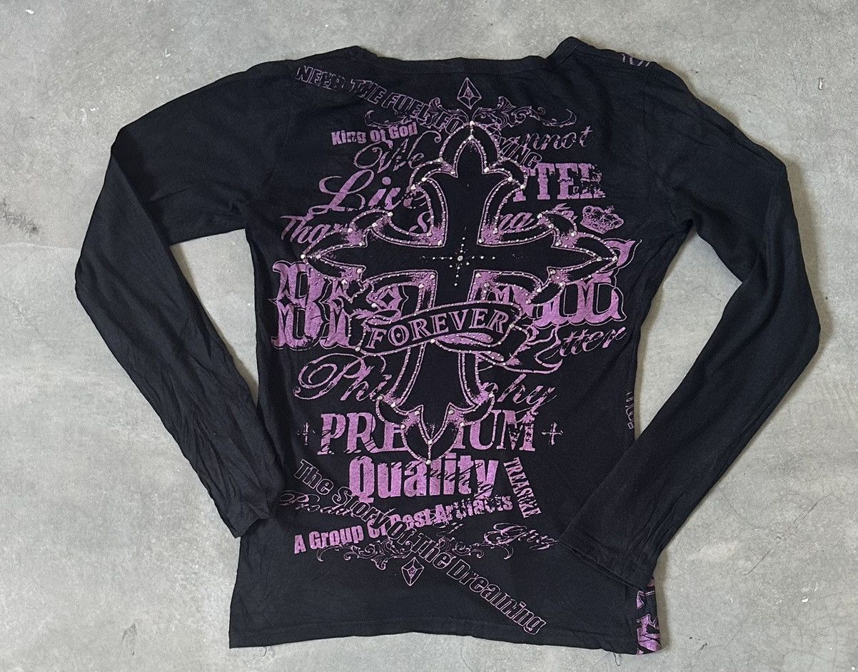 Japanese Brand VINTAGE GLITZ AFFLICTION TEE Size US S / EU 44-46 / 1 - 8 Thumbnail