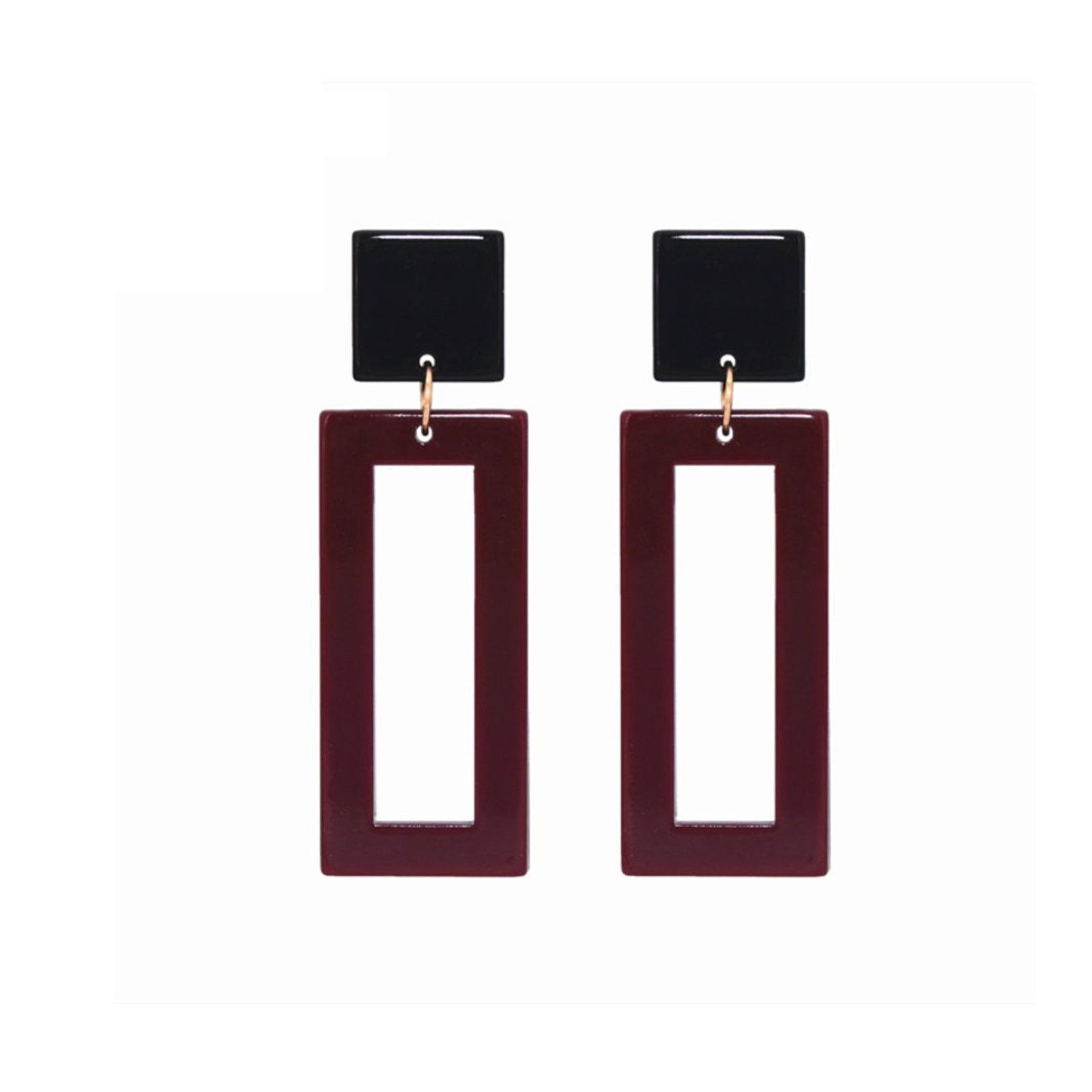 Diamond Earrings x Jewelry Terrazzo Rectangular Statement Earrings in Red, Women's