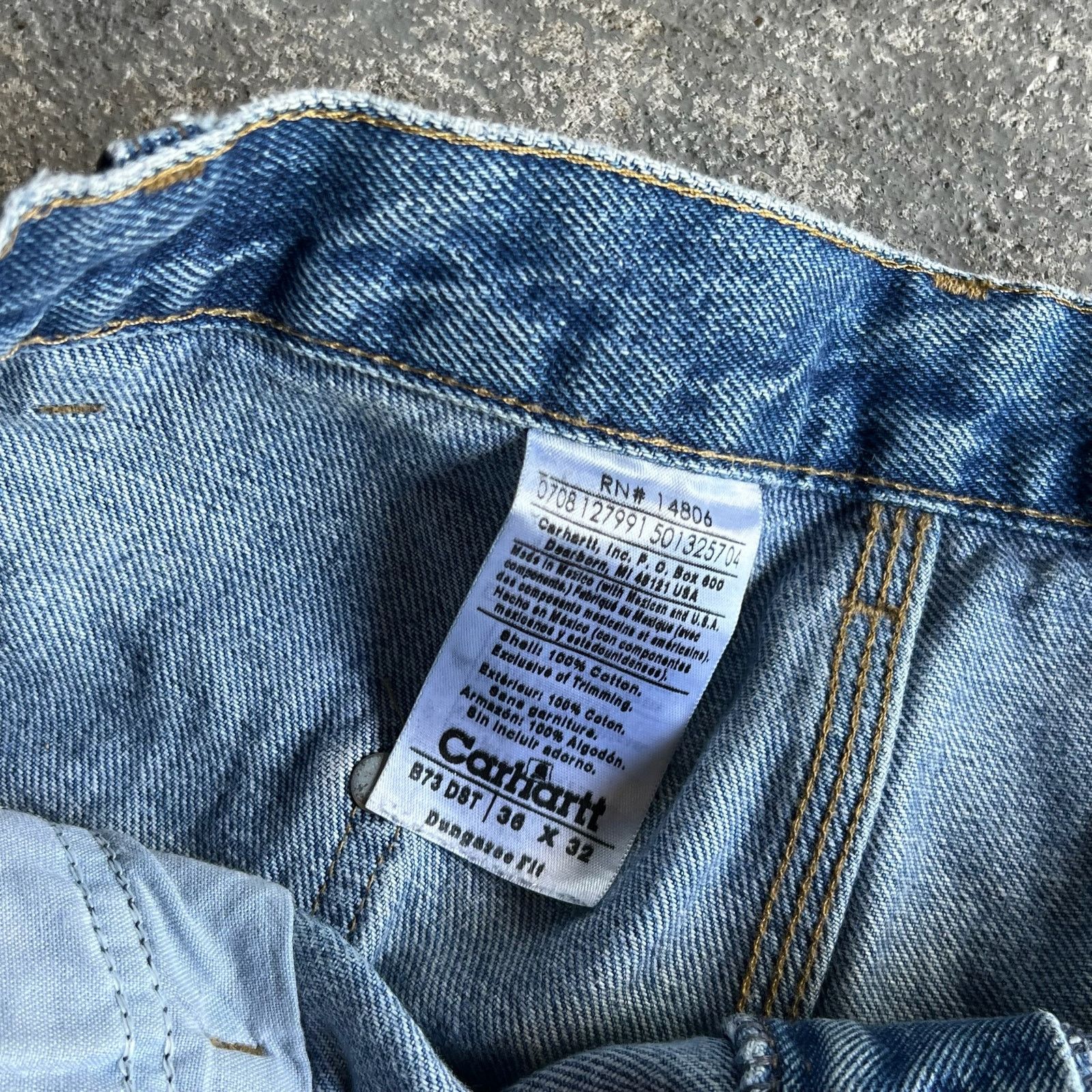 Carhartt × Vintage Carhartt faded denim blue jean double knee work wear pants Size US 35 - 7 Thumbnail