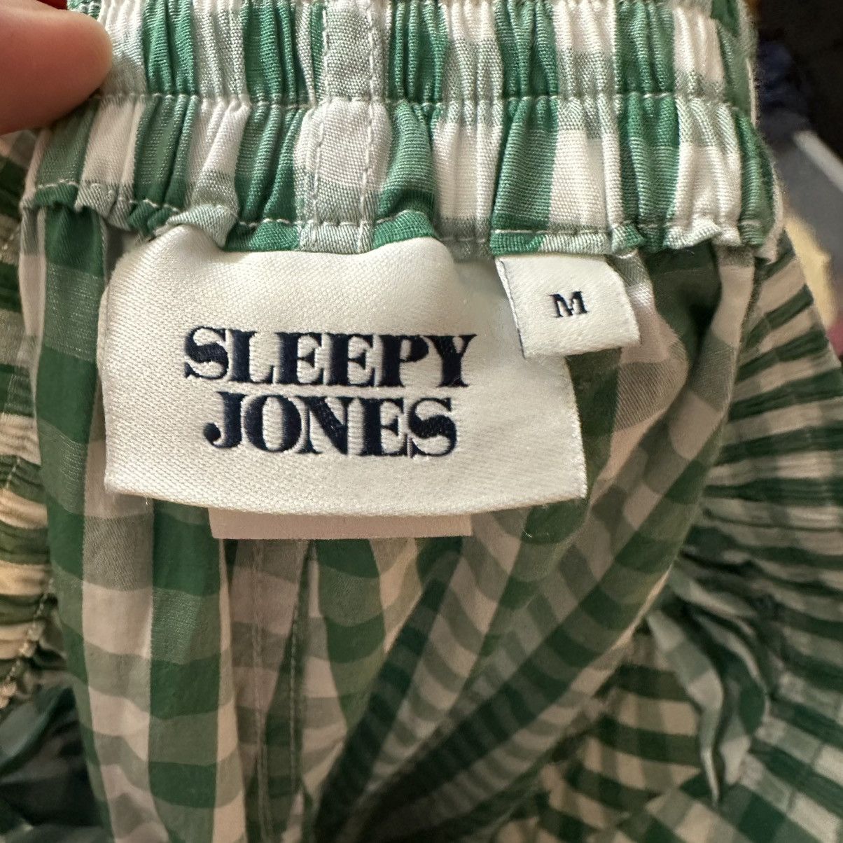 Sleepy Jones Rare Sleepy Jones Henry Pajama Set Green Gingham Tailored Size 30 - 8 Thumbnail