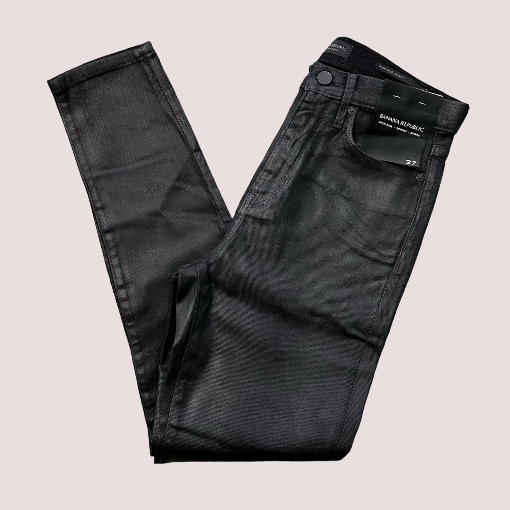 Banana Republic Jeans Womens 4 27x27 Black Coated High Rise Skinny 