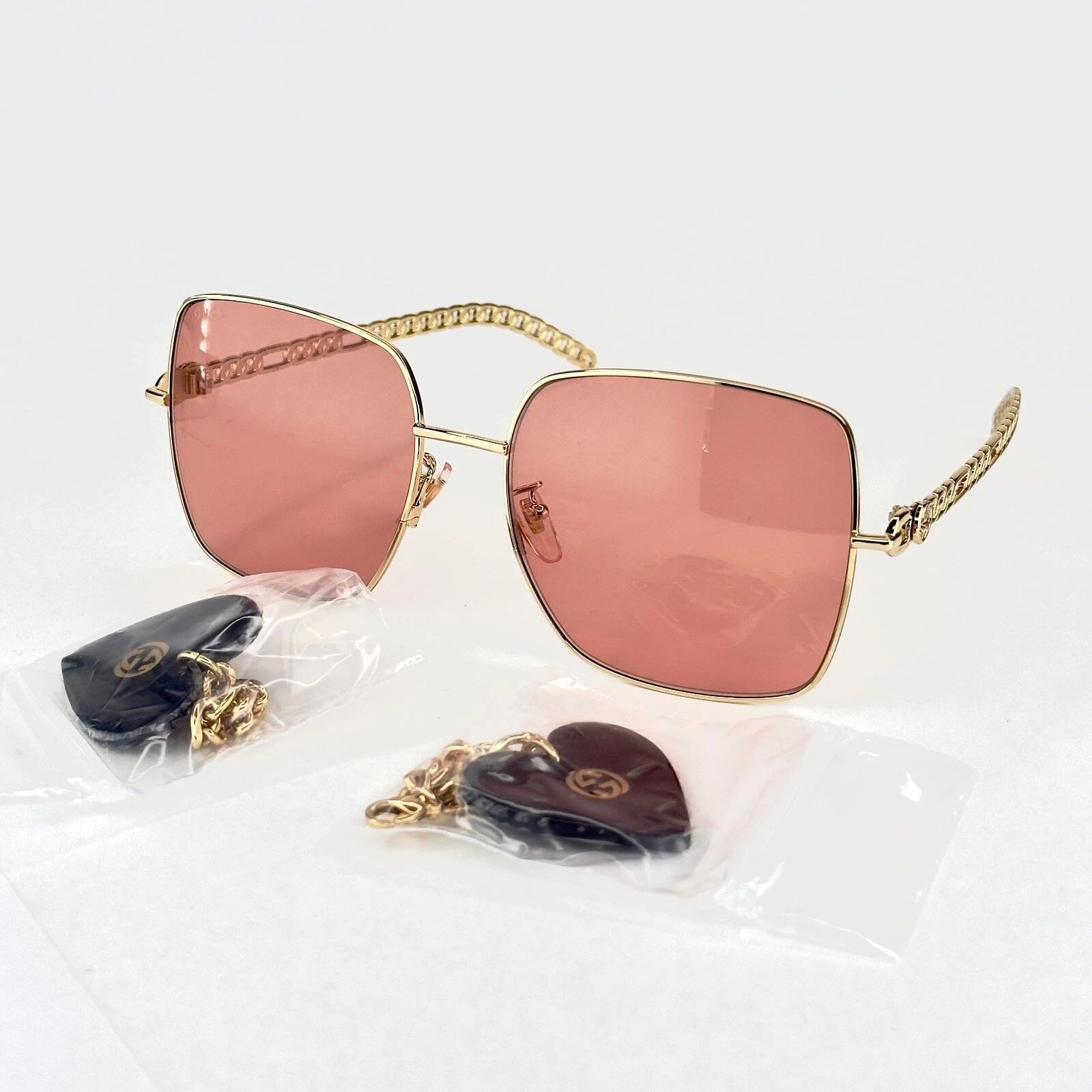 Gucci GUCCI GG0724S CHAIN 0724 Gold Orange Sunglasses 005 Size ONE SIZE - 2 Thumbnail