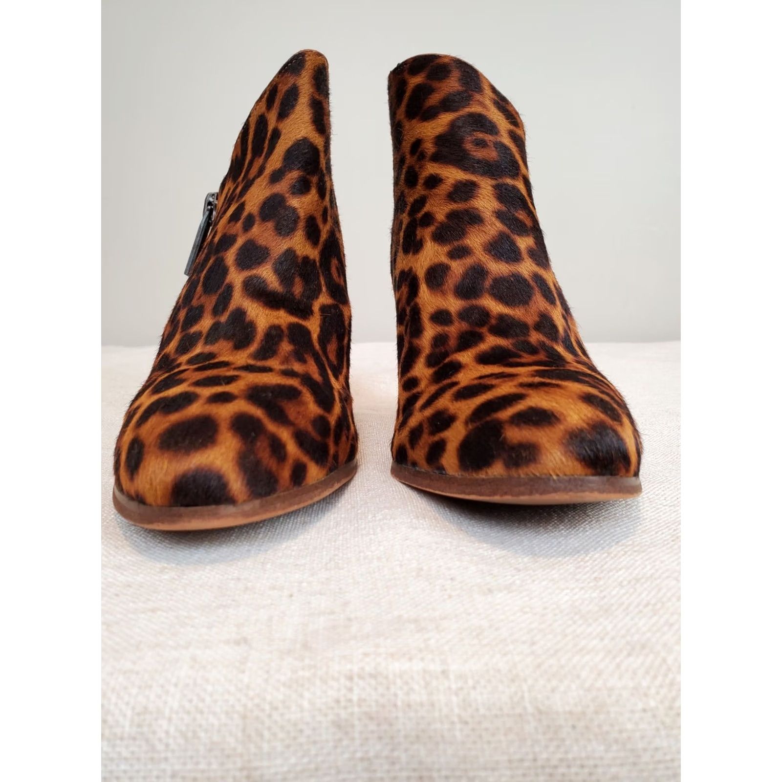 Vintage 1.State Kaleb Leopard Cow Hair Ankle Boots Wedges Women's Size US 9.5 M Brown Leather/Man Made Zip Pointed Toe Formal Shoes Size US 10 / IT 40 - 5 Thumbnail