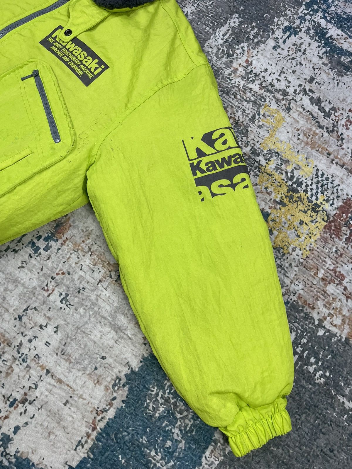 Sports Specialties Vintage Kawasaki Lime Green Motorcycle Nylon Jackets Size US M / EU 48-50 / 2 - 9 Thumbnail